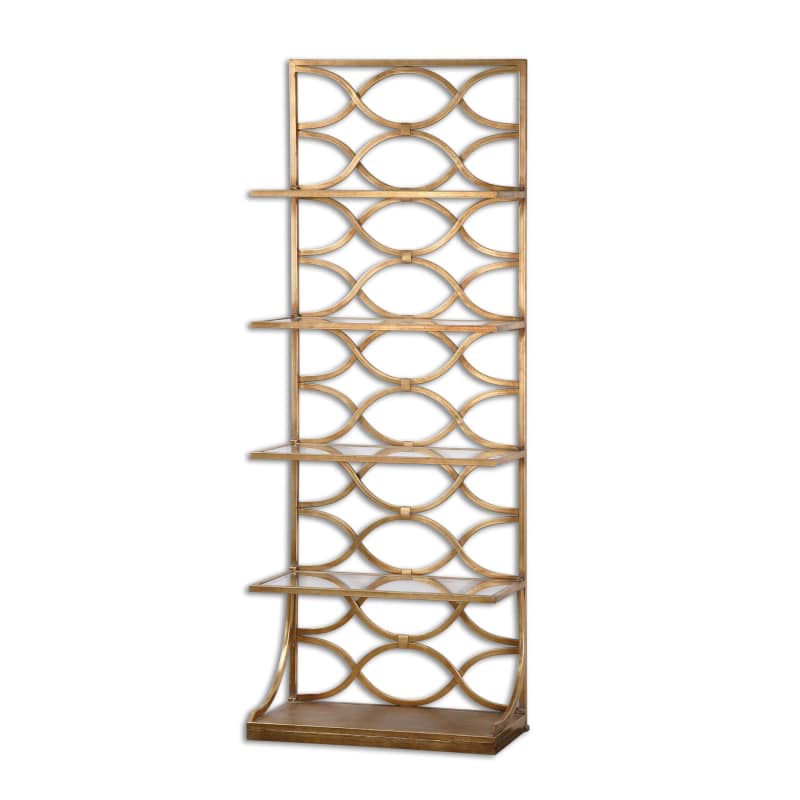 Uttermost 24447 Lashaya Shelf Designed by Grace Feyock Lustrous Gold Leaf Indoor Furniture Storage Shelving
