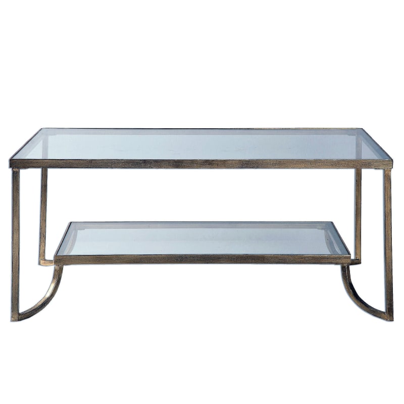 Uttermost 24540 Katina 21" x 47" Coffee Table Antiqued Gold Indoor Furniture Tables Coffee