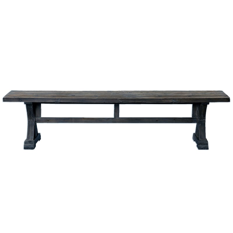 Uttermost 24558 Stratford 19" x 76" Solid Wood Benches Grey Wash Indoor Furniture Benches NULL