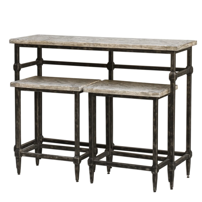 Uttermost 25728 Tameron 47" Wide Iron Dining Table Grey Driftwood Indoor Furniture Sets Pub/Bistro