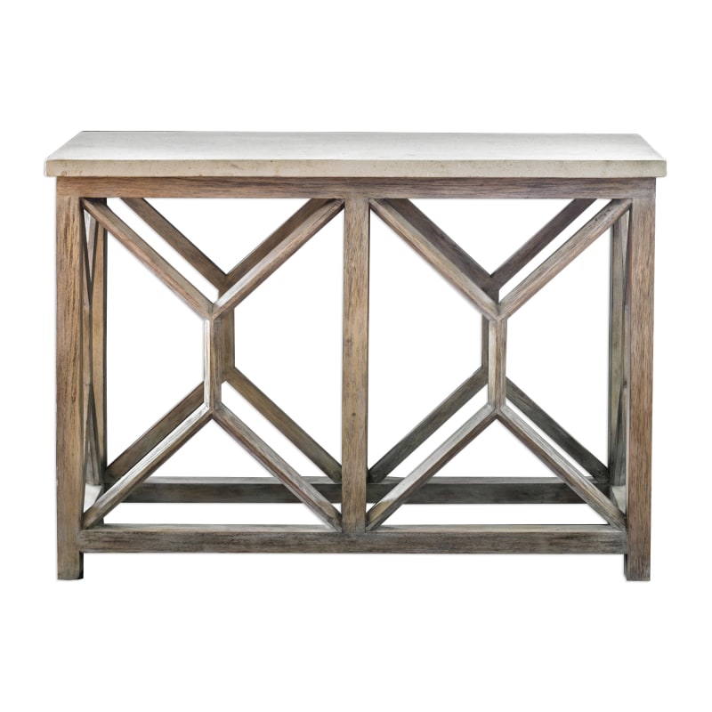 Uttermost 25811 Catali 41 Inch Wide Wood Console Table with Stone Top by Billy Moon Warm Oatmeal Indoor Furniture Tables Console/Sofa