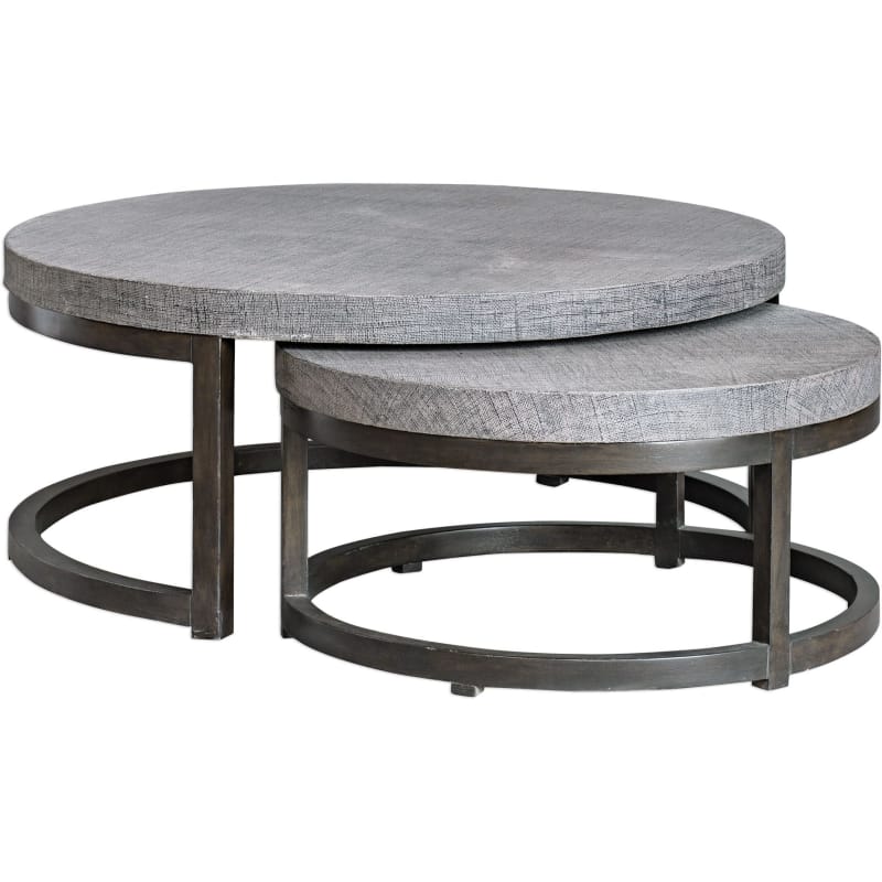 Uttermost 25882 Aiyara 42-1/2  Wide Industrial Urban Nesting Coffee Tables - Grey
