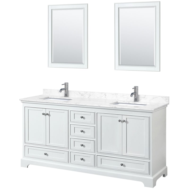 Best Ing Wyndham Collection Wcs202072d Vca M24 Deborah 72 Free Standing Double Basin Vanity Set With Marble Top And Framed Mirror White Dark Vein Accuweather Free Standing Double Basin Vanity Set, 72 In Double Basin Vanity Top