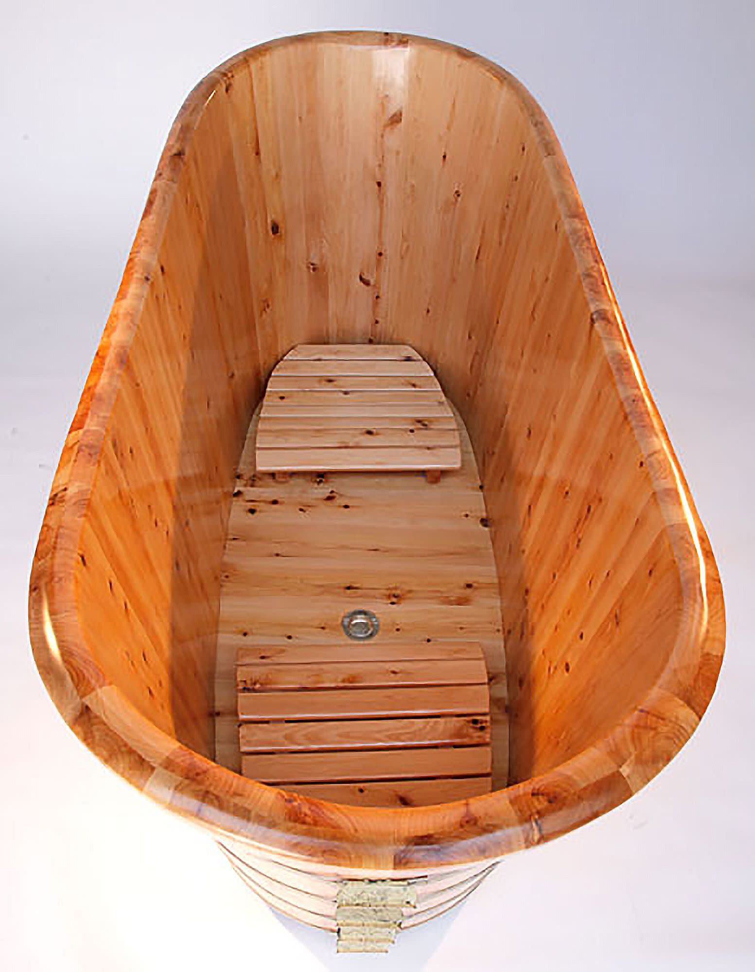 ALFI brand AB1105 63" Cedar Soaking Bathtub for Freestanding Natural
