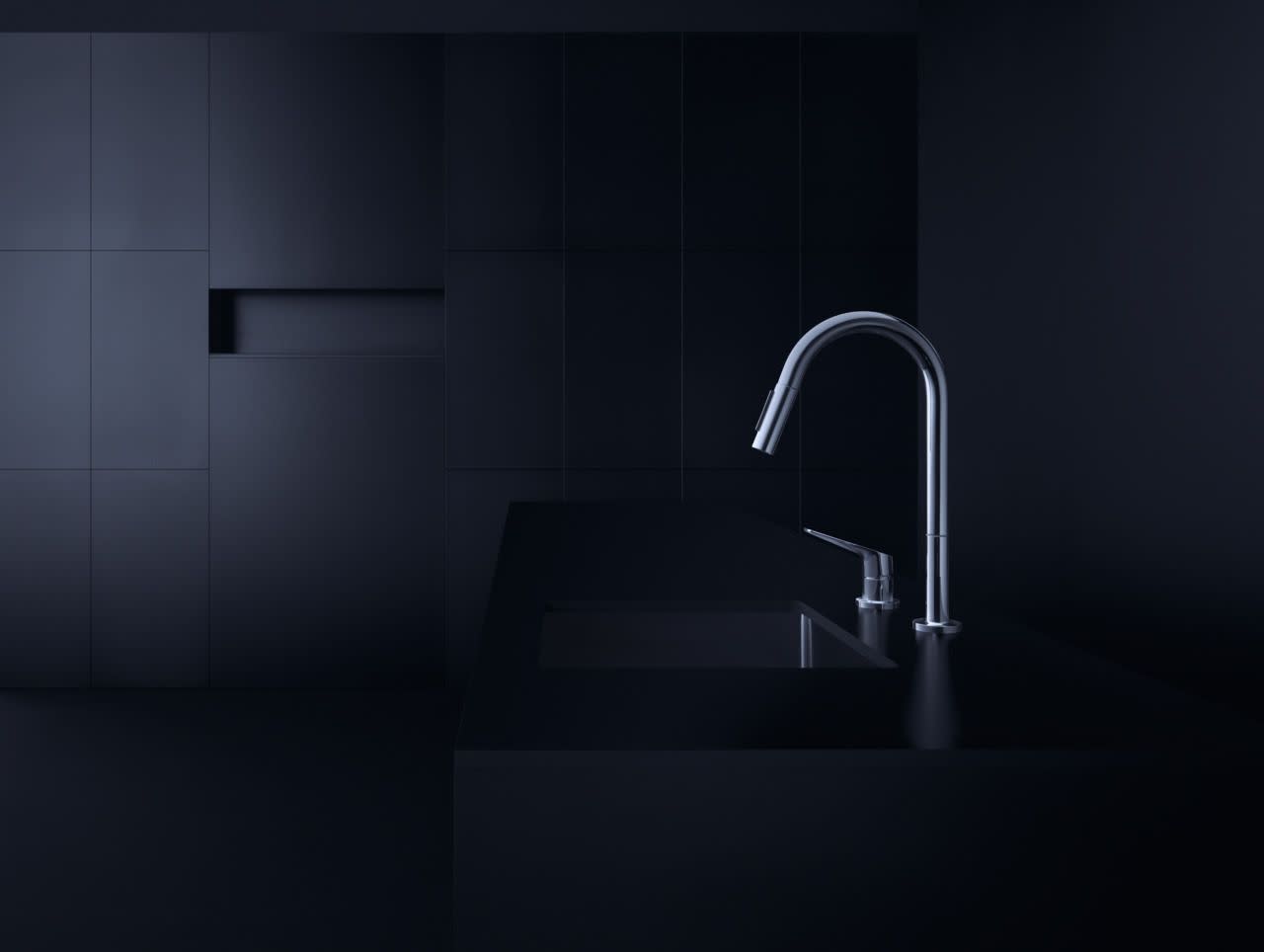 Schon Single-Handle Pull-Down Sprayer Kitchen Faucet with LED Light in Stainless Steel 67646-0008D2