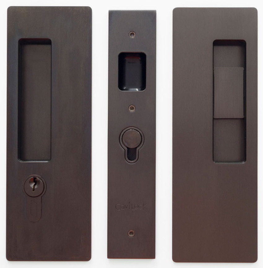 Cavilock CL400CKE34RH Keyed Entry Pocket Door Lock Bronze