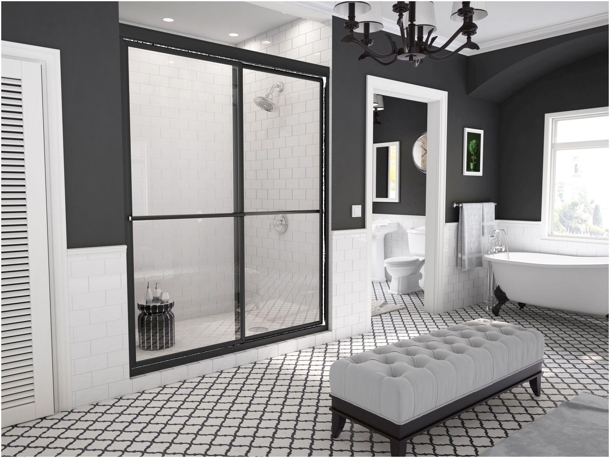 Coastal Shower Doors 1646.70C Newport Series 46" x 70" Framed Chrome