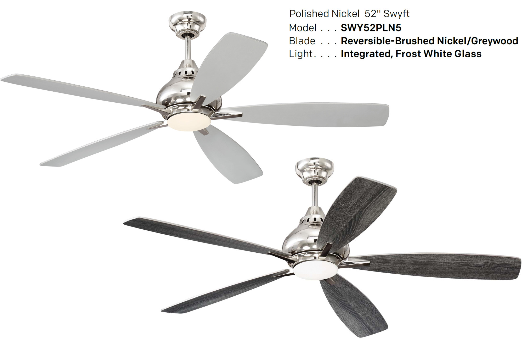 Craftmade SWY52 Swyft 52" 5 Blade Ceiling Fan Blades Nickel eBay