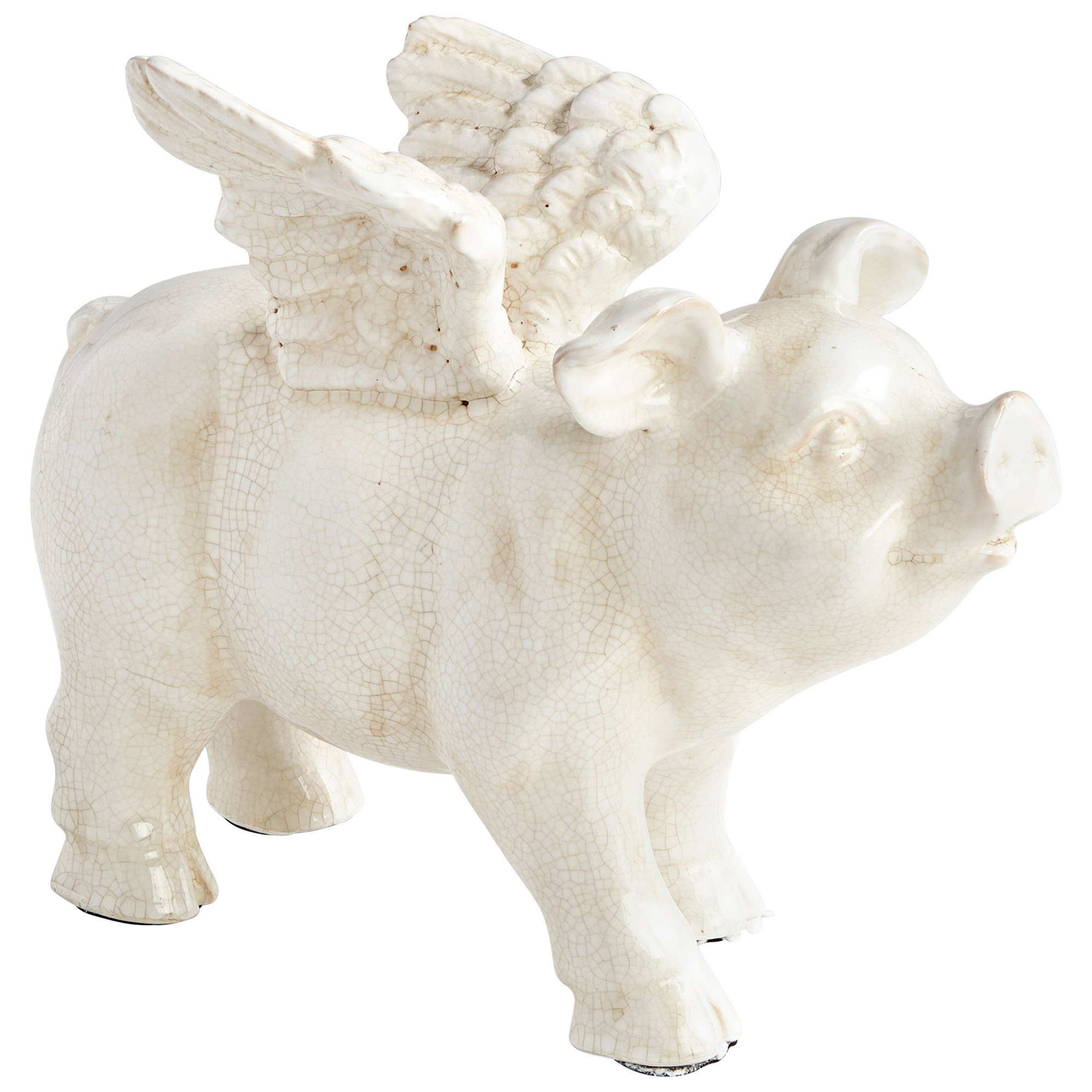 Cyan Design 09659 White Oink Angel Ceramic Flying Pig Statue