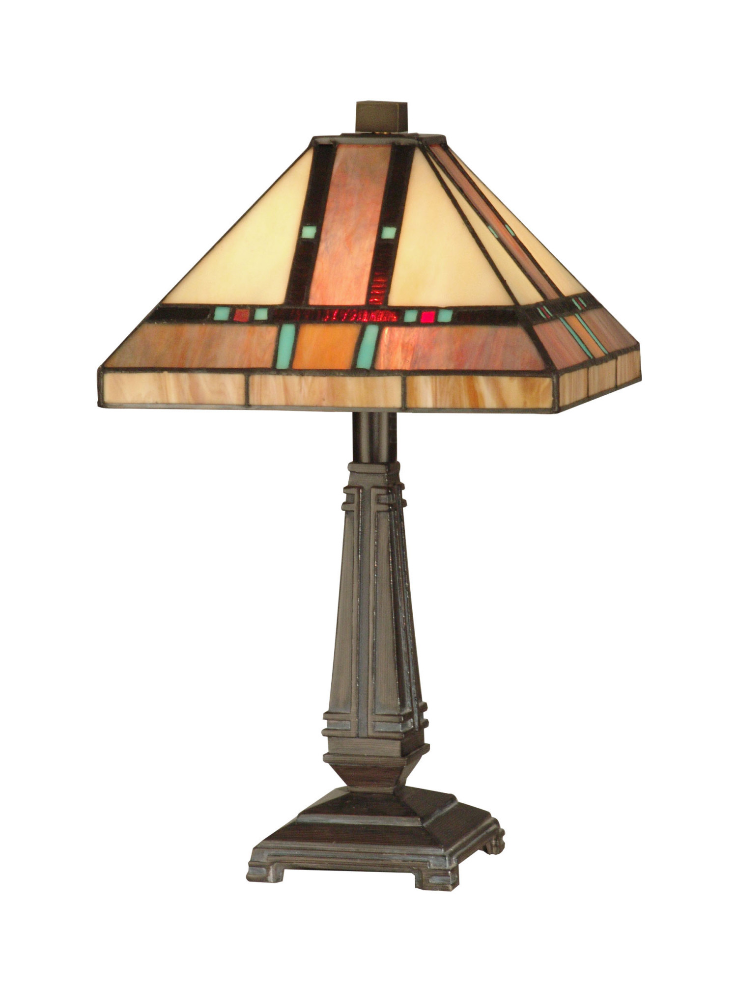 Dale Tiffany TT10090 Bronze 2Light Mission Table Lamp With Art Glass
