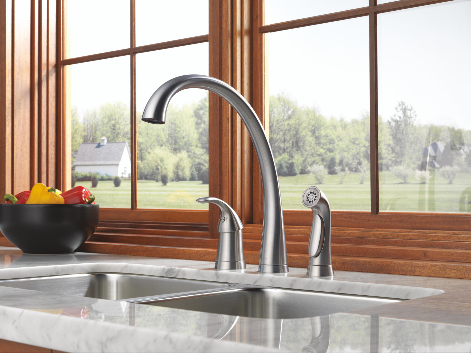 delta-4380-dst-pilar-kitchen-faucet-arctic-stainless-ebay