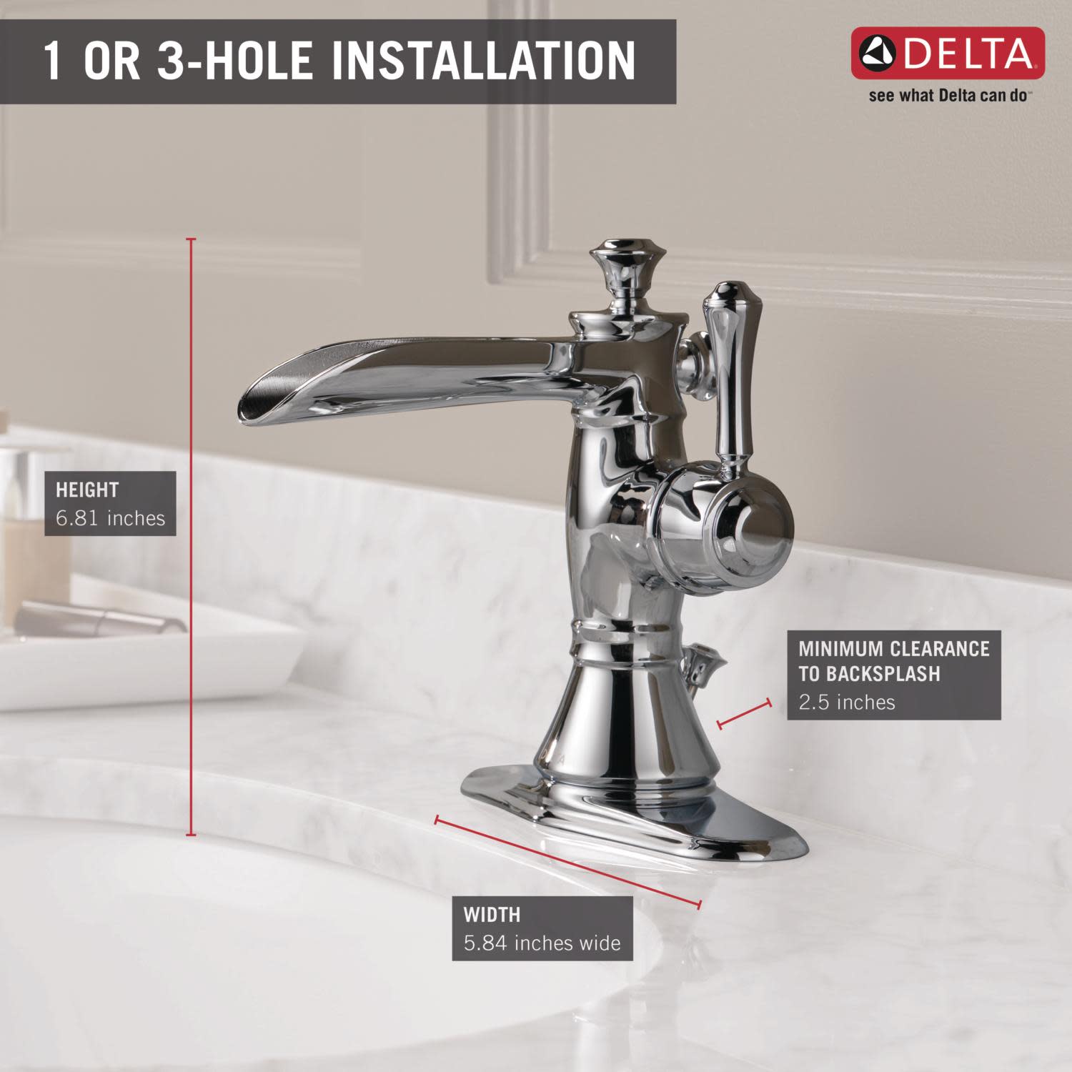 Delta 598LFMPU Cassidy 1 Hole Waterfall Bathroom Faucet Chrome 34449680950 eBay