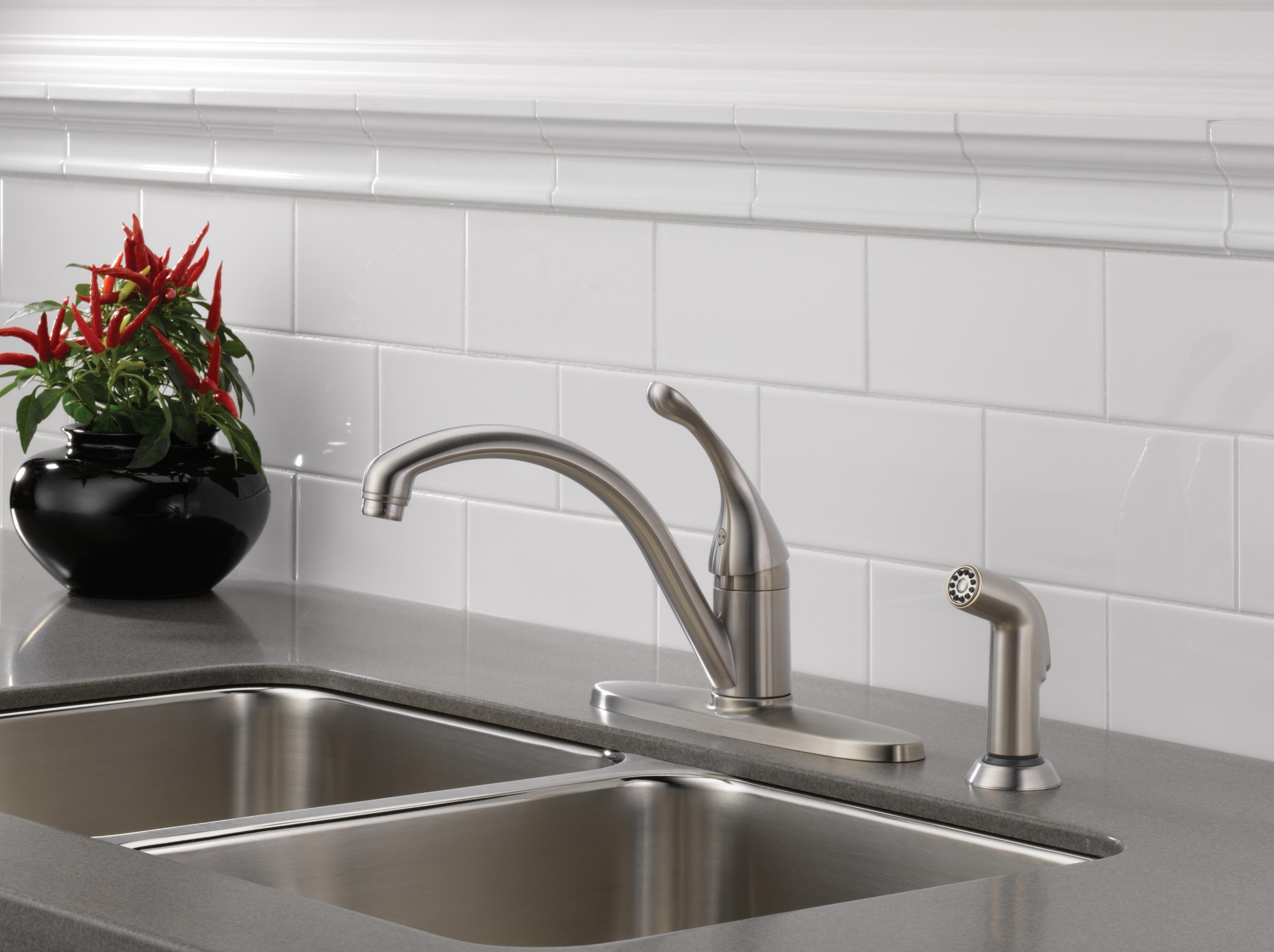 Delta 440SSDST Collins Kitchen Faucet w/ Side Spray & Optional Base