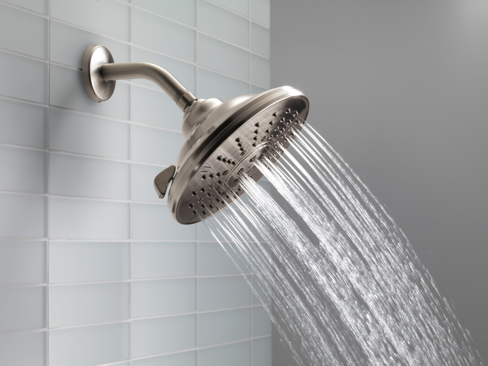 Delta 52680 2 5 GPM Contemporary 8 1 2W Multi Function Shower Bronze   Delta 52680 Running Shower Head In Brilliance Stainless 707 