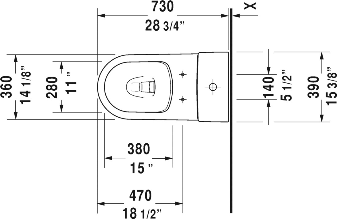 Duravit 2173010001 White ME by Starck OnePiece Elongated Toilet with