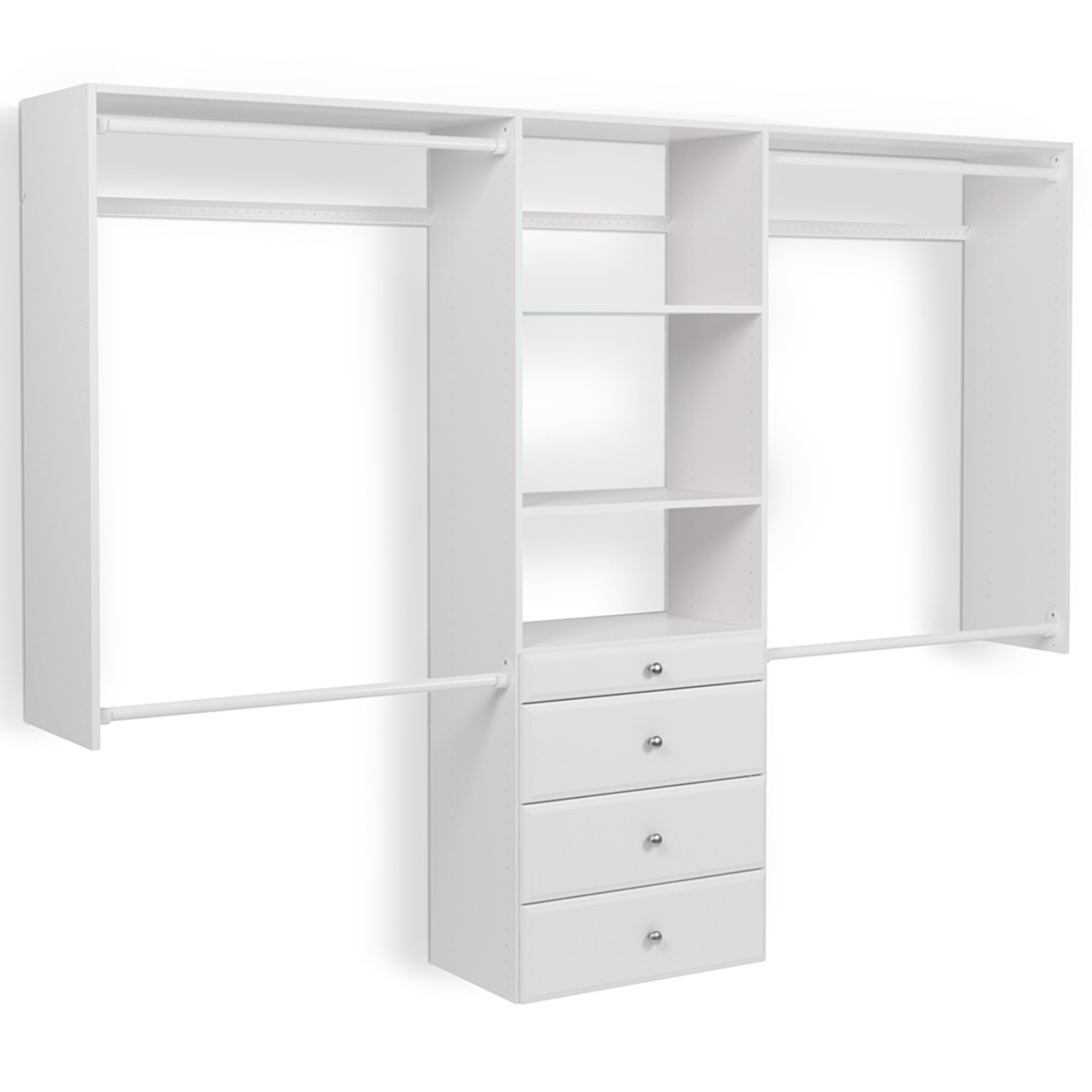 Easy Track Ok7272 White 4 To 8 Foot Wide Premium Closet System Kit Details About Easy Track Ok7272 White 4 To 8 Foot Wide Premium Closet System Kit With Drawers