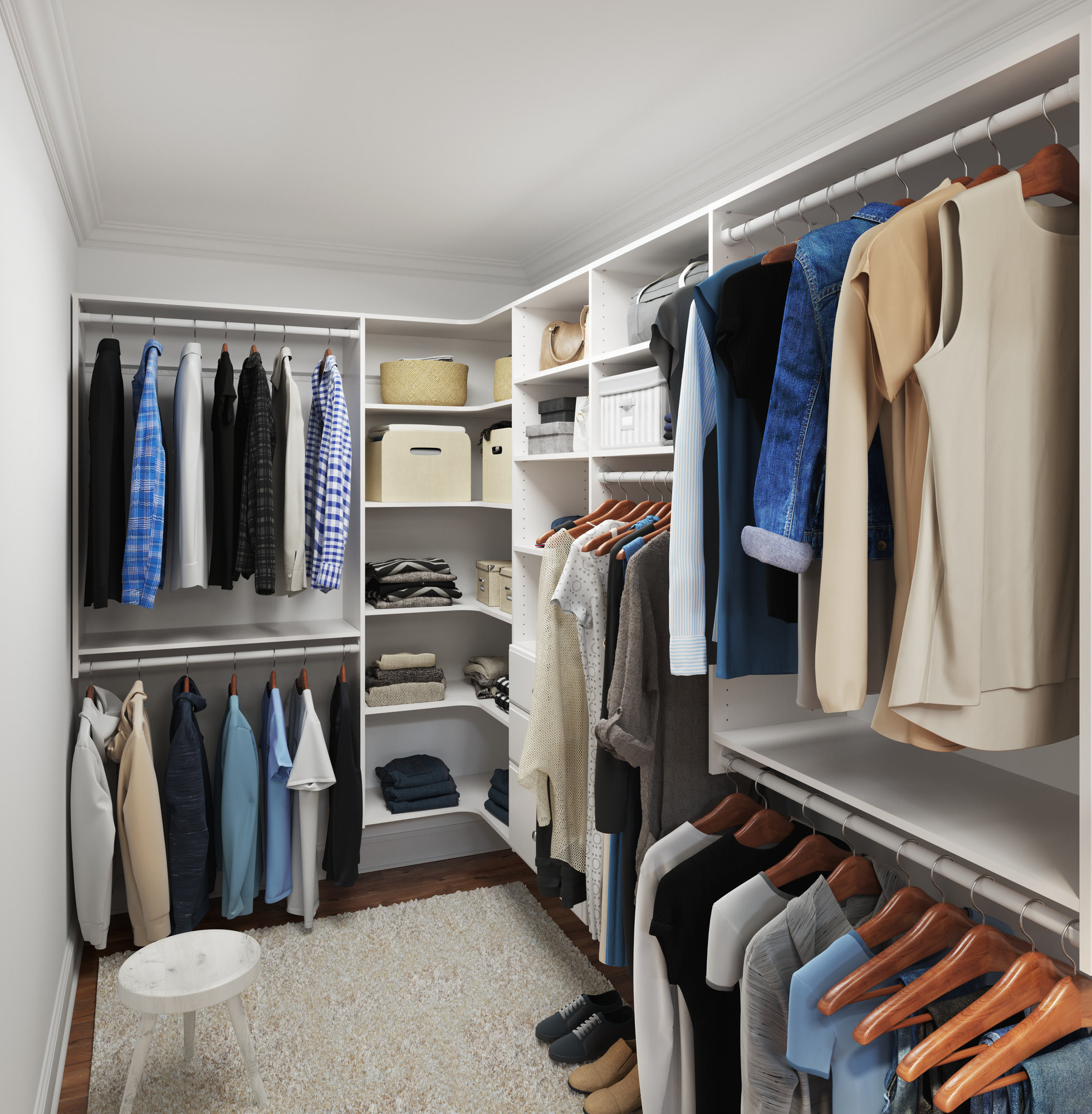 Easy Track PH43 114"W Ultimate Corner Closet Organizer System Truffle