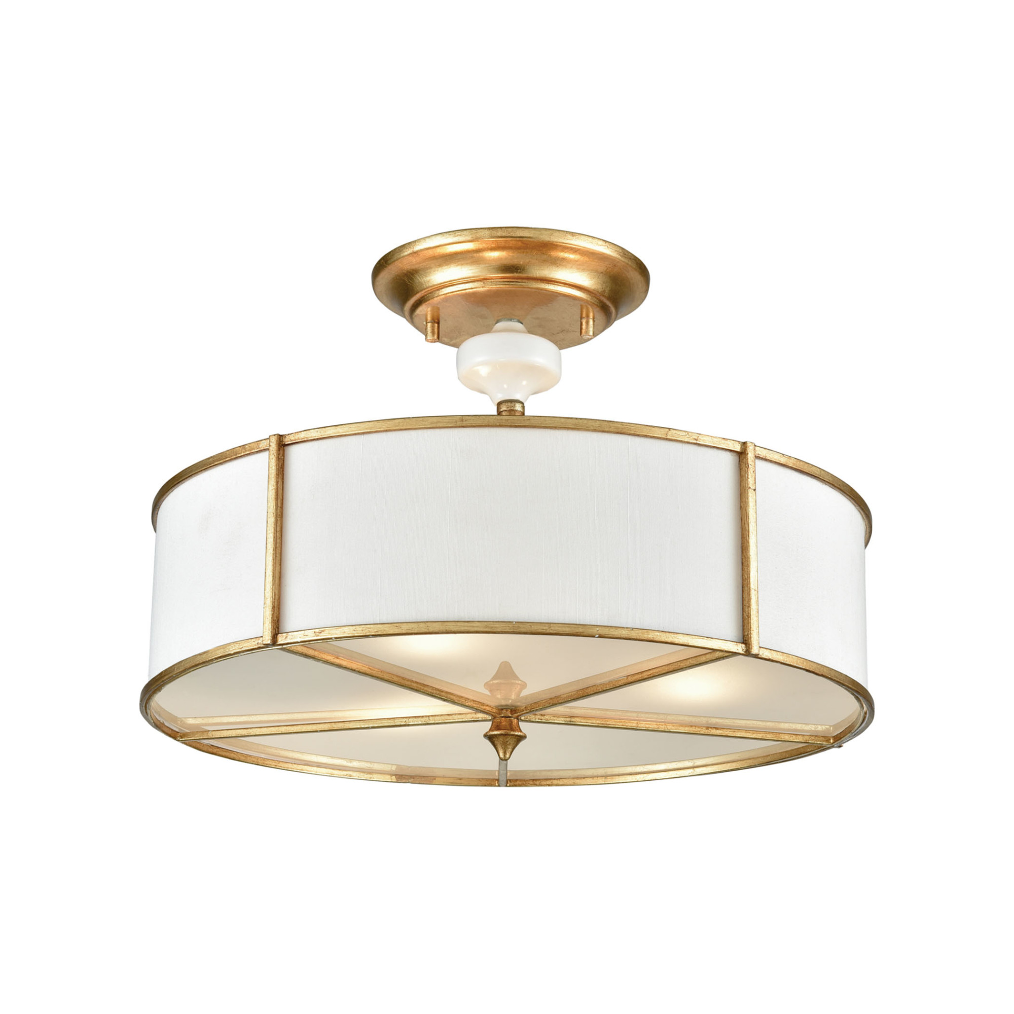 Elk Lighting 33052/3 Gold Ceramique 3-Light 16"W Semi-Flush Drum Ceiling Fixture | eBay