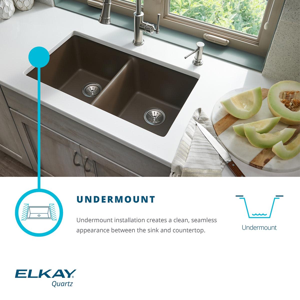 Elkay ELGU3322 Gourmet 33" Double Basin Granite Composite Kitchen Sink
