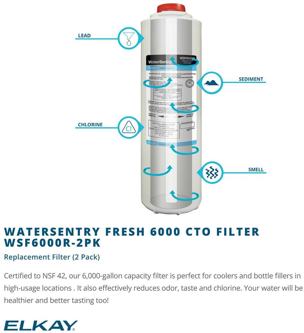 Elkay WSF6000R2PK Watersentry Replacement Water Filter 2 Pack eBay