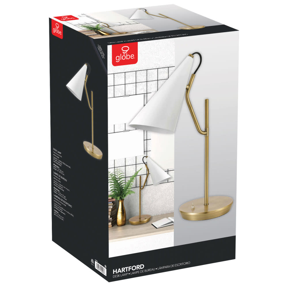 Globe Electric 52096 Brass Hartford Single Light 19"H Desk Lamp eBay