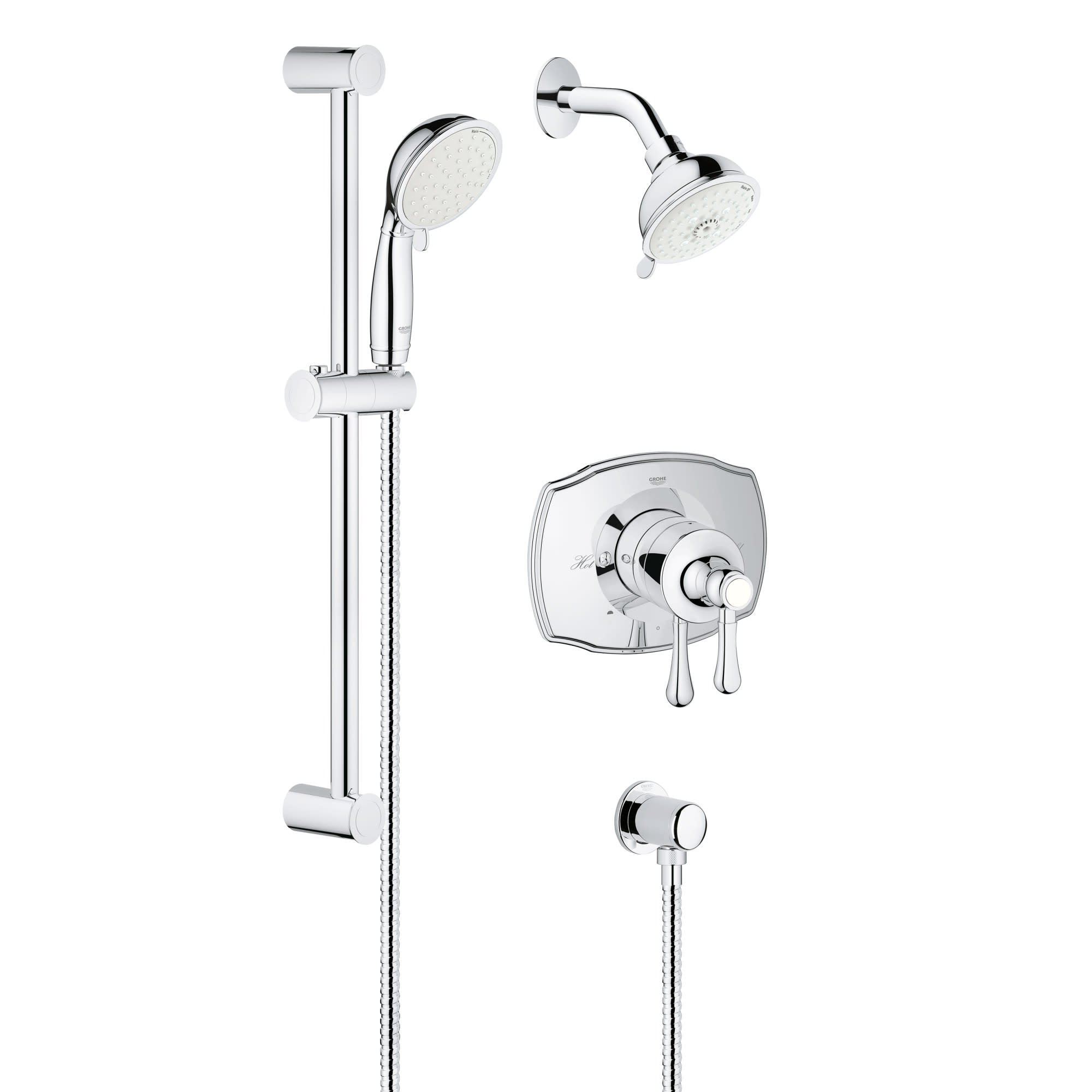 Grohe 35 053 1 Chrome Tempesta Rustic Shower Trim Package with Multi Function eBay