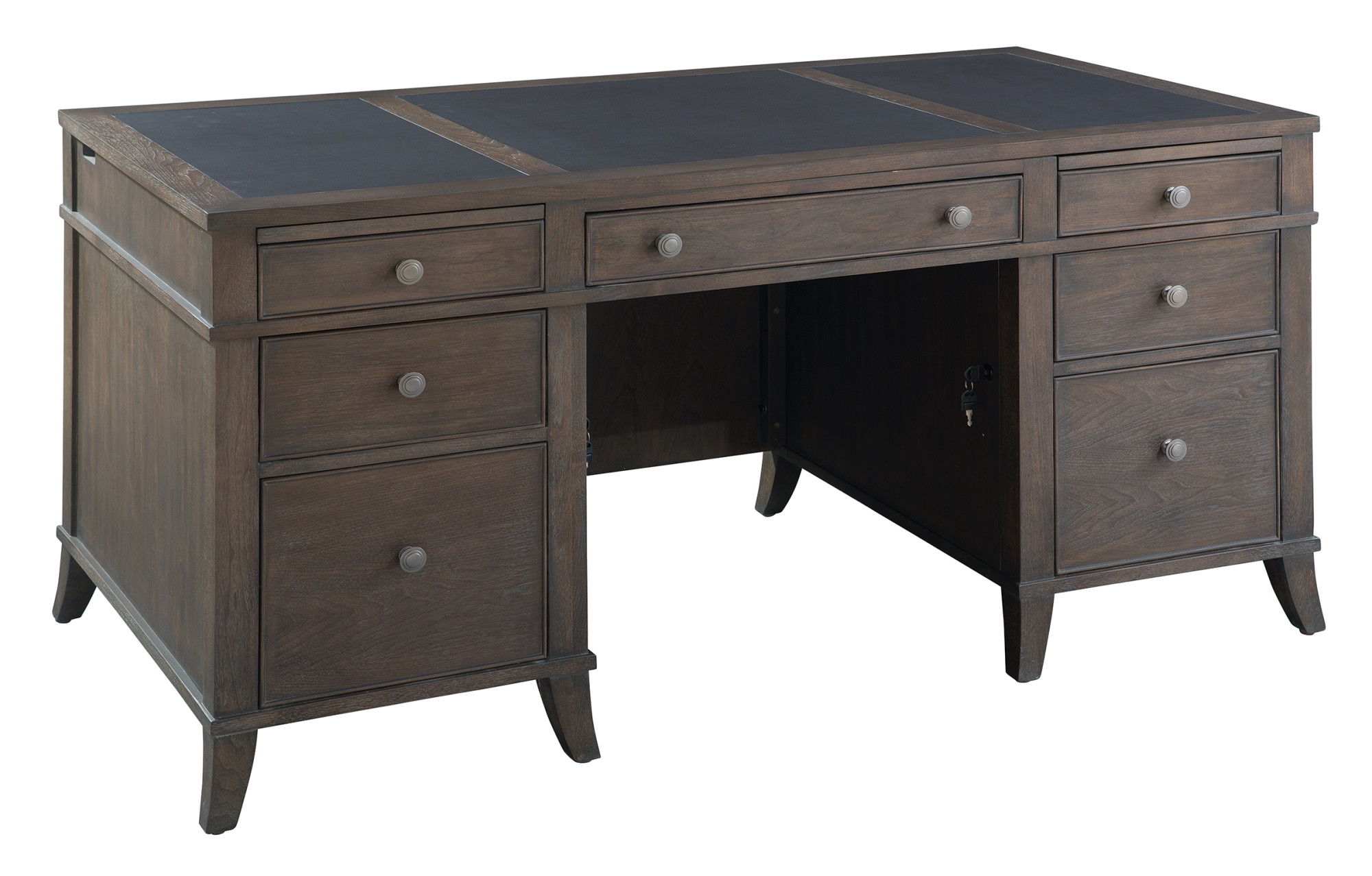 Details About Hekman 79330 Urban Executive 60 Wide Wood Desk With Three Panel Leather Top