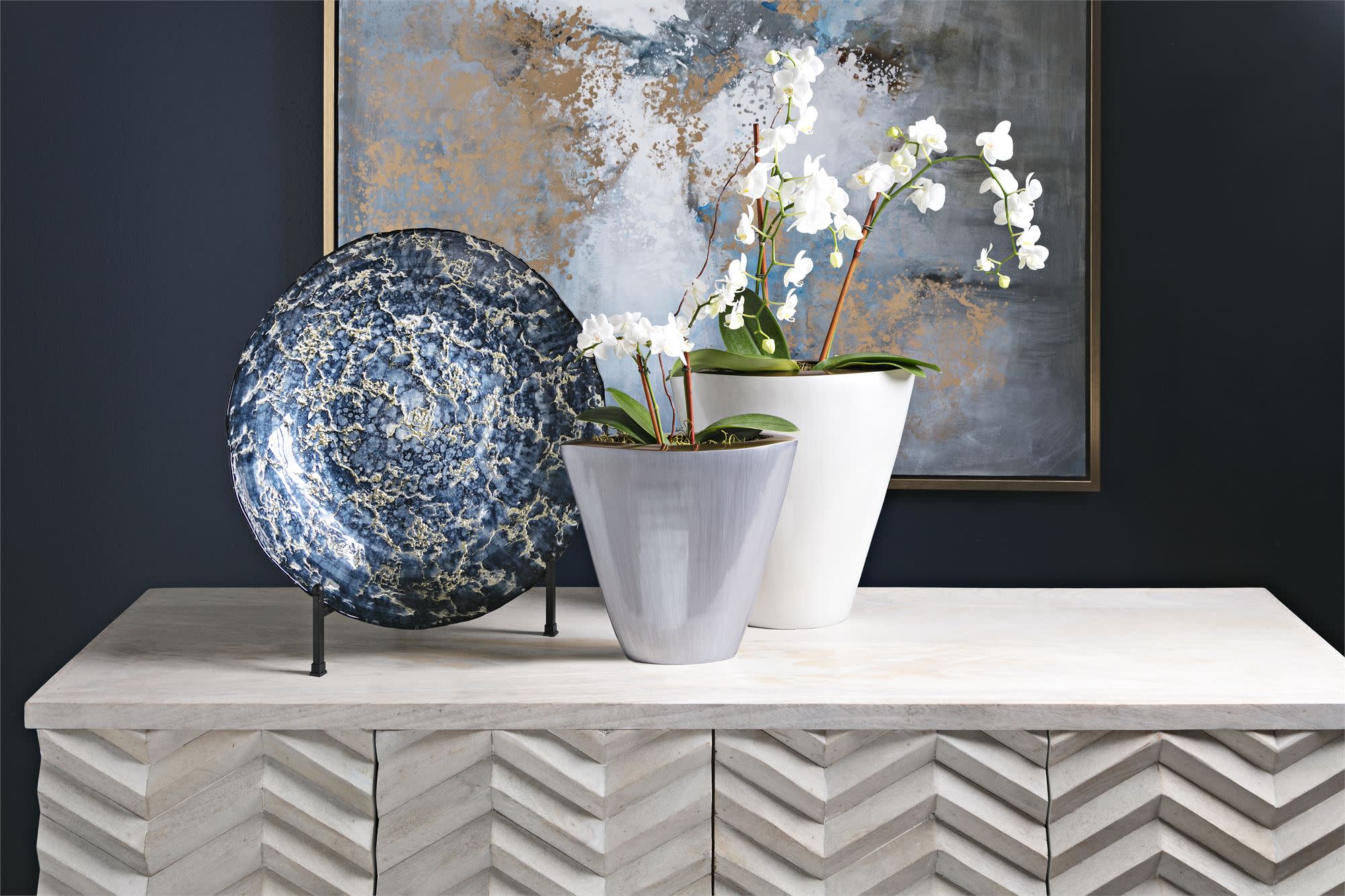 IMAX Home 83900 Metropolitan Glass Decorative Plate Blue