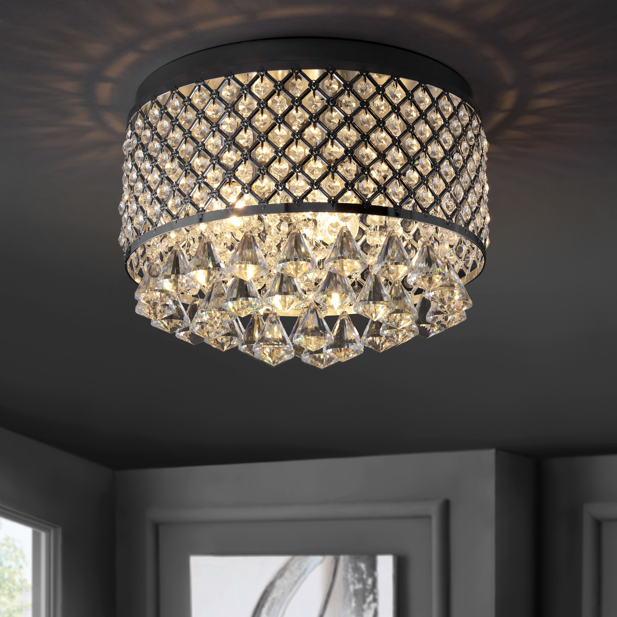 JONATHAN Y Lighting JYL6145A Evelyn 3 Light 15"W LED Flush Mount