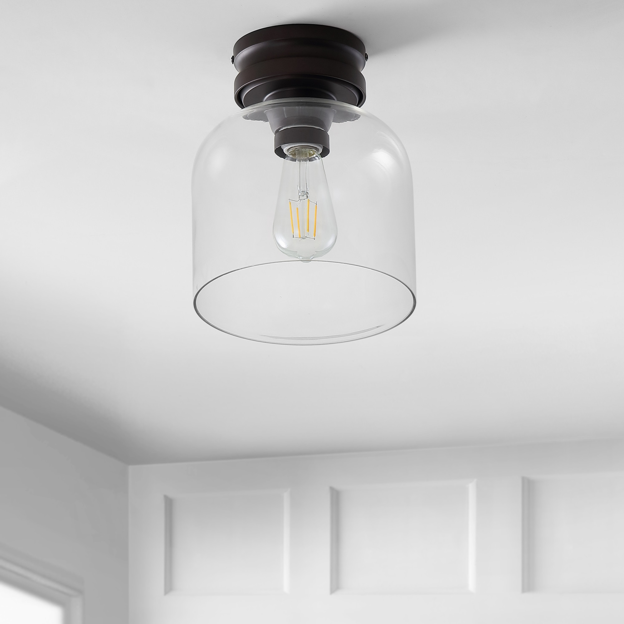 JONATHAN Y Lighting JYL7442 1 Light 8"W LED SemiFlush Ceiling Bronze