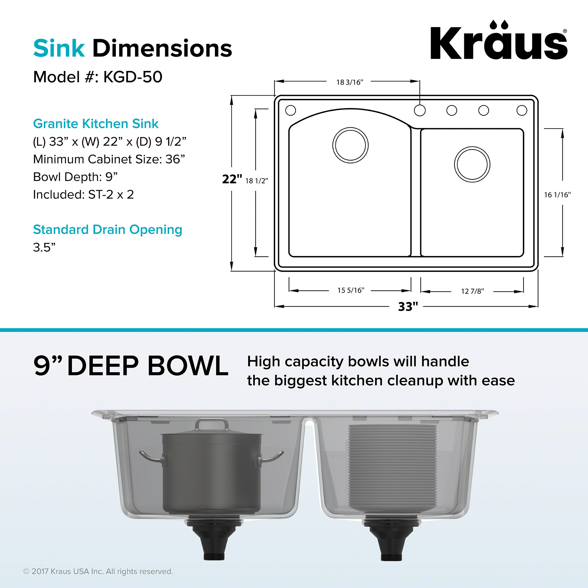 Kraus KGD50 Forteza 33" Composite Granite Kitchen Sink for Black eBay