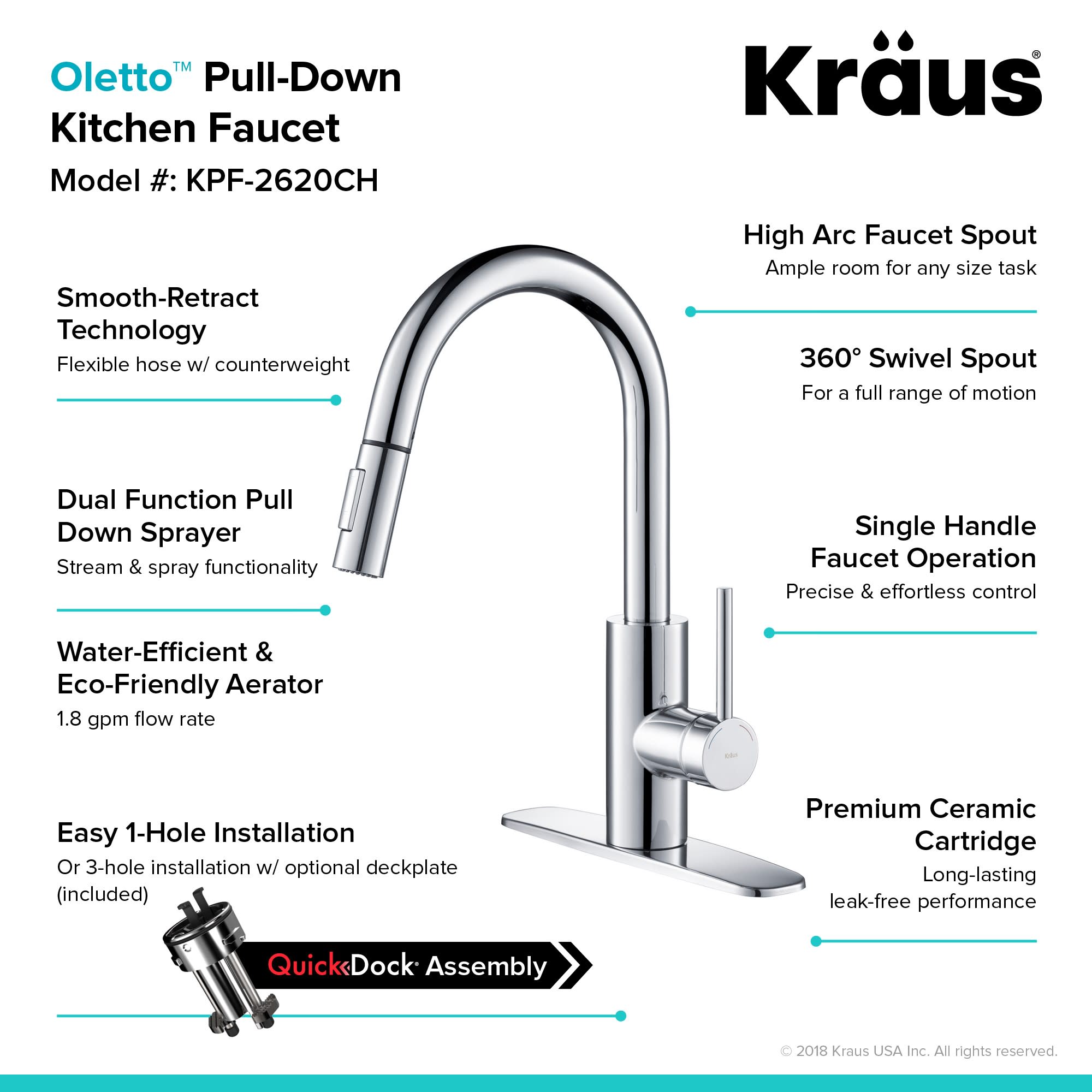 Kraus KPF2620 Oletto Pull Down Kitchen Faucet Chrome eBay