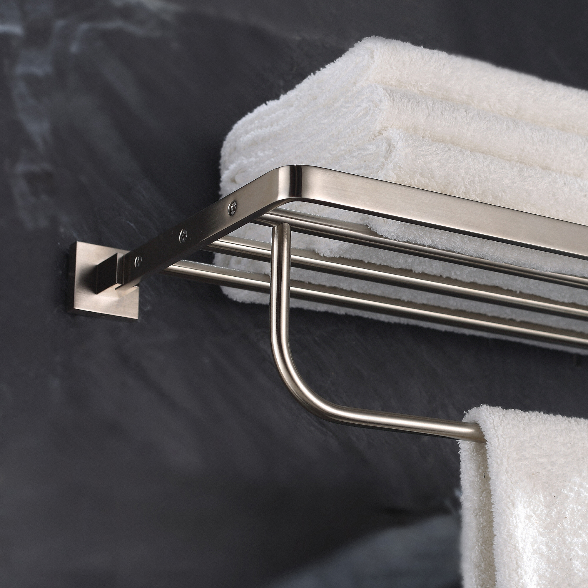 Kraus KEA-14442 Nickel Aura 24" Solid Brass Towel Rack ...