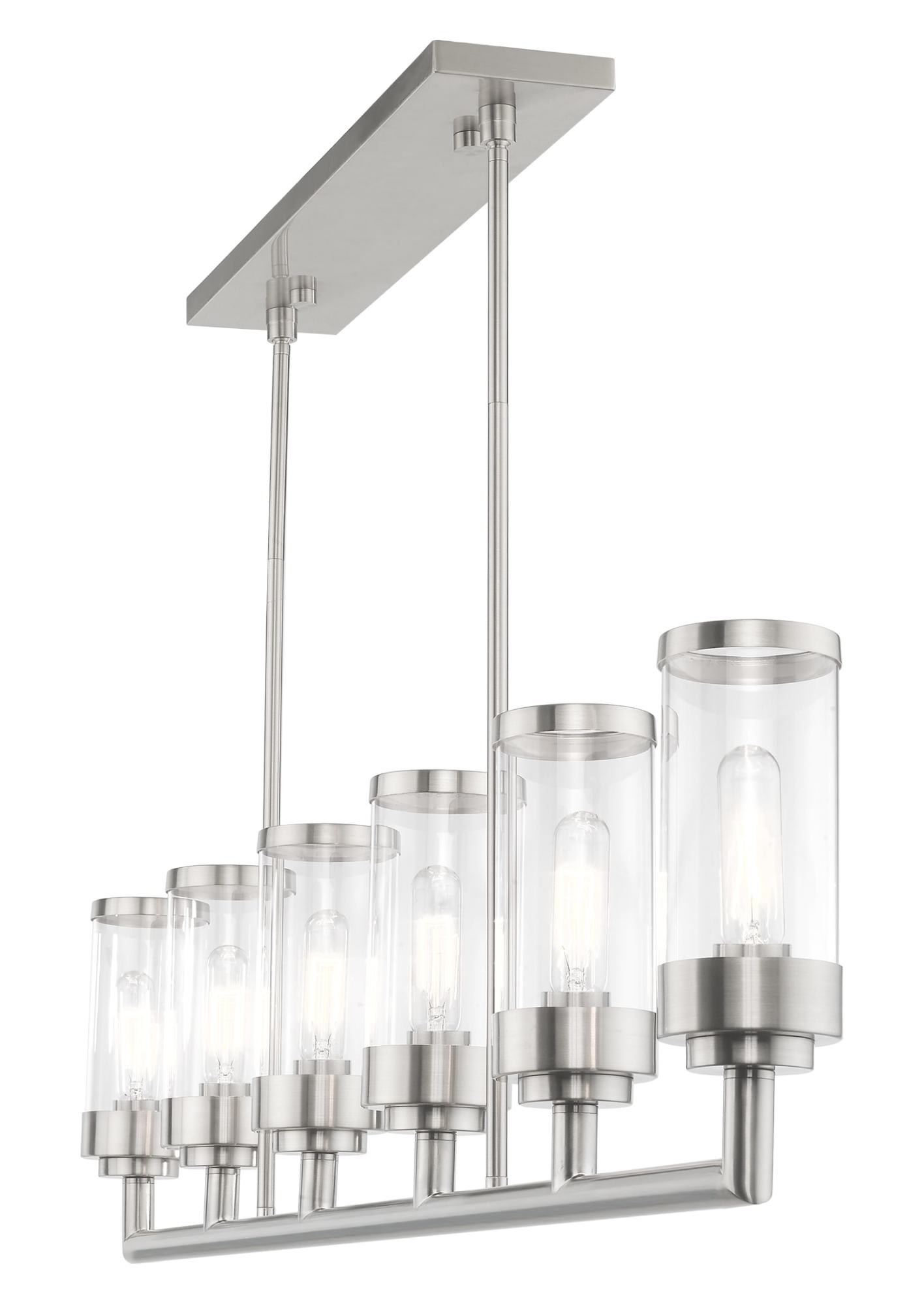 Livex Lighting 40476 Hillcrest 6 Light 48"W Linear Chandelier Nickel