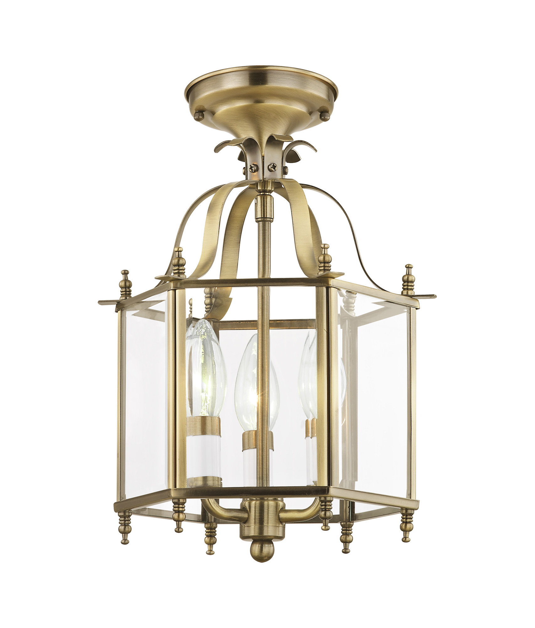 Livex Lighting 4403 Brass Livingston 3-Light Semi-Flush Ceiling Fixture ...