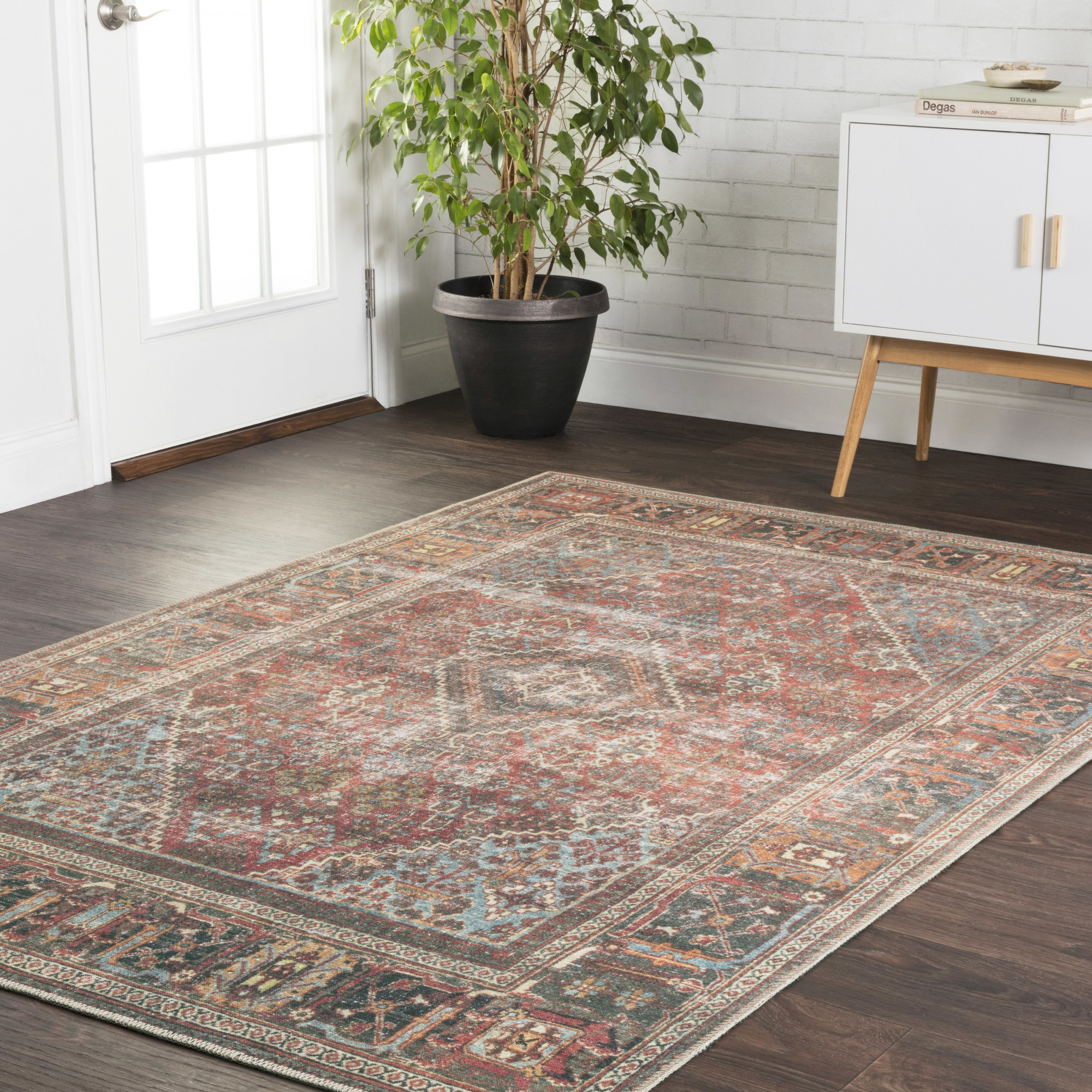 Loloi Rugs LORELQ135076 Loren 5' x 71/2' Polyester Vintage Brick