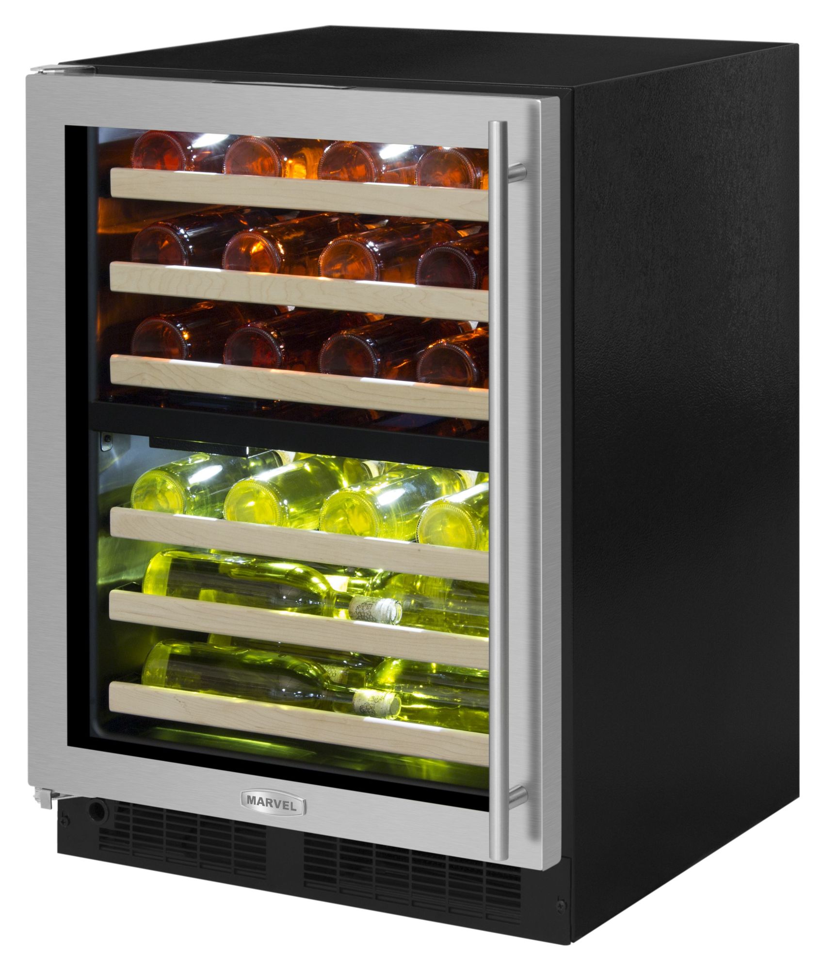 Marvel ML24WDL 24" Wide 40Bottle BuiltIn Dual Zone Wine Cooler with