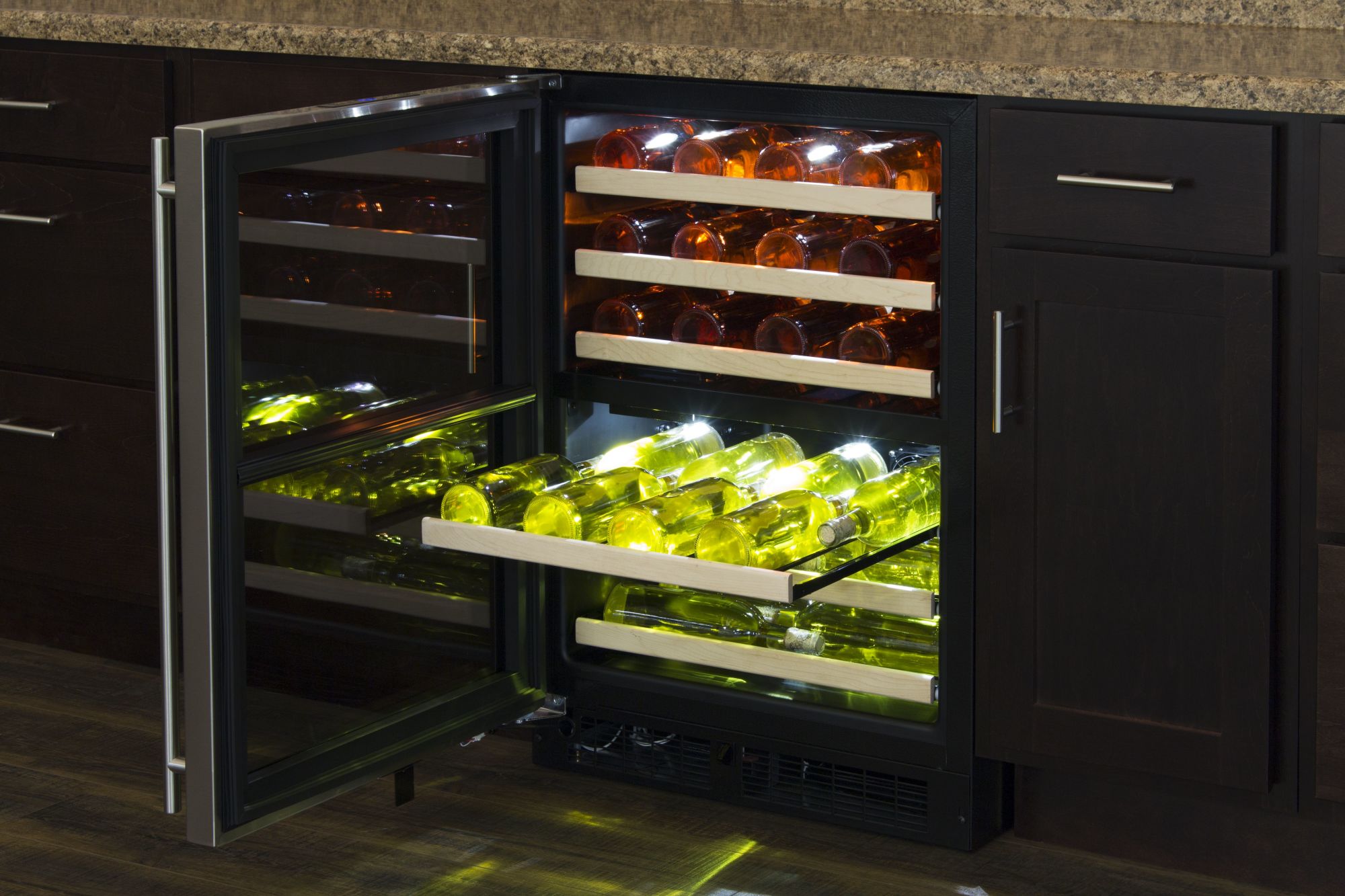 Marvel ML24WDL 24" Wide 40Bottle BuiltIn Dual Zone Wine Cooler with