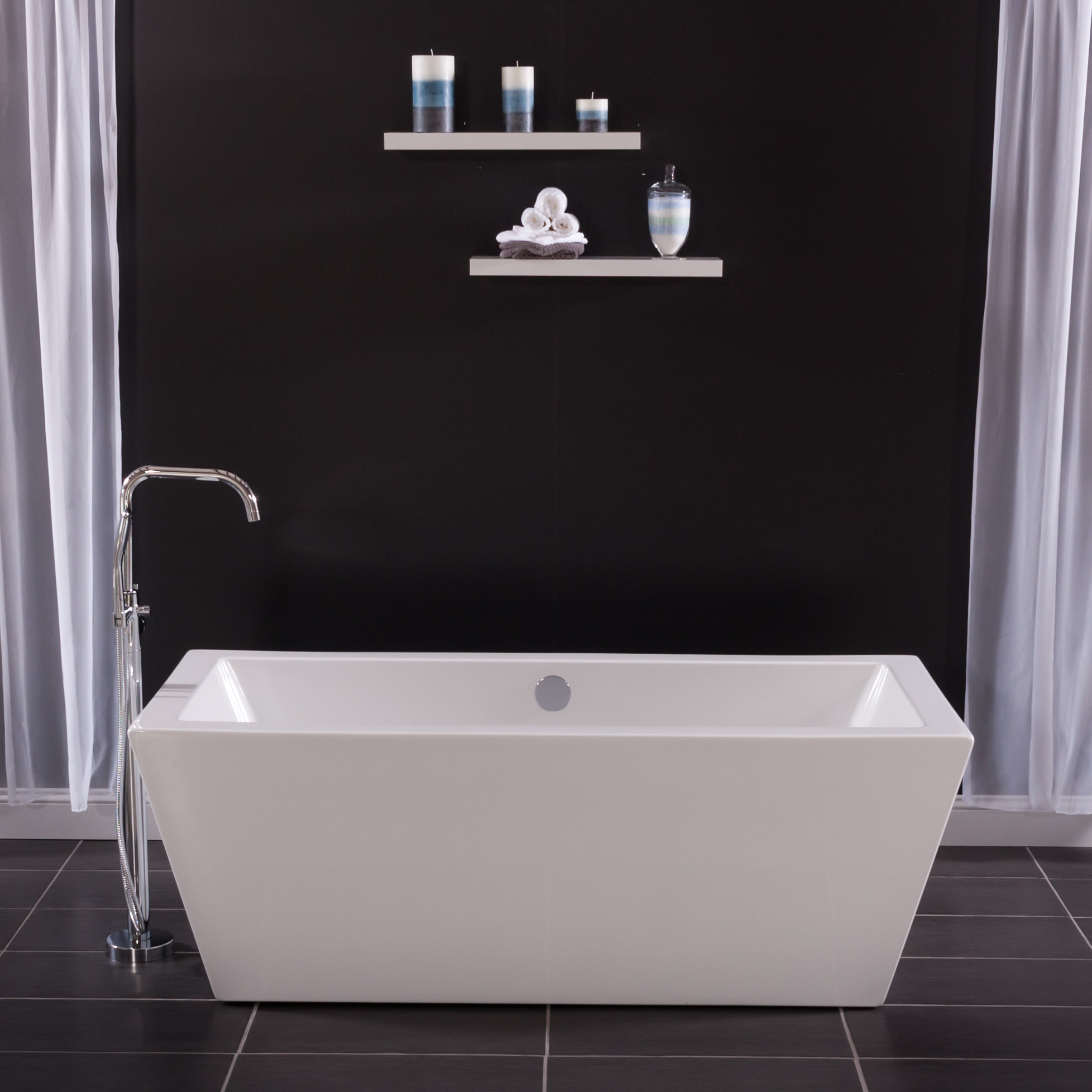 Miseno MNO6732FSQ 67" Free Standing Rectangular Acrylic Bathtub