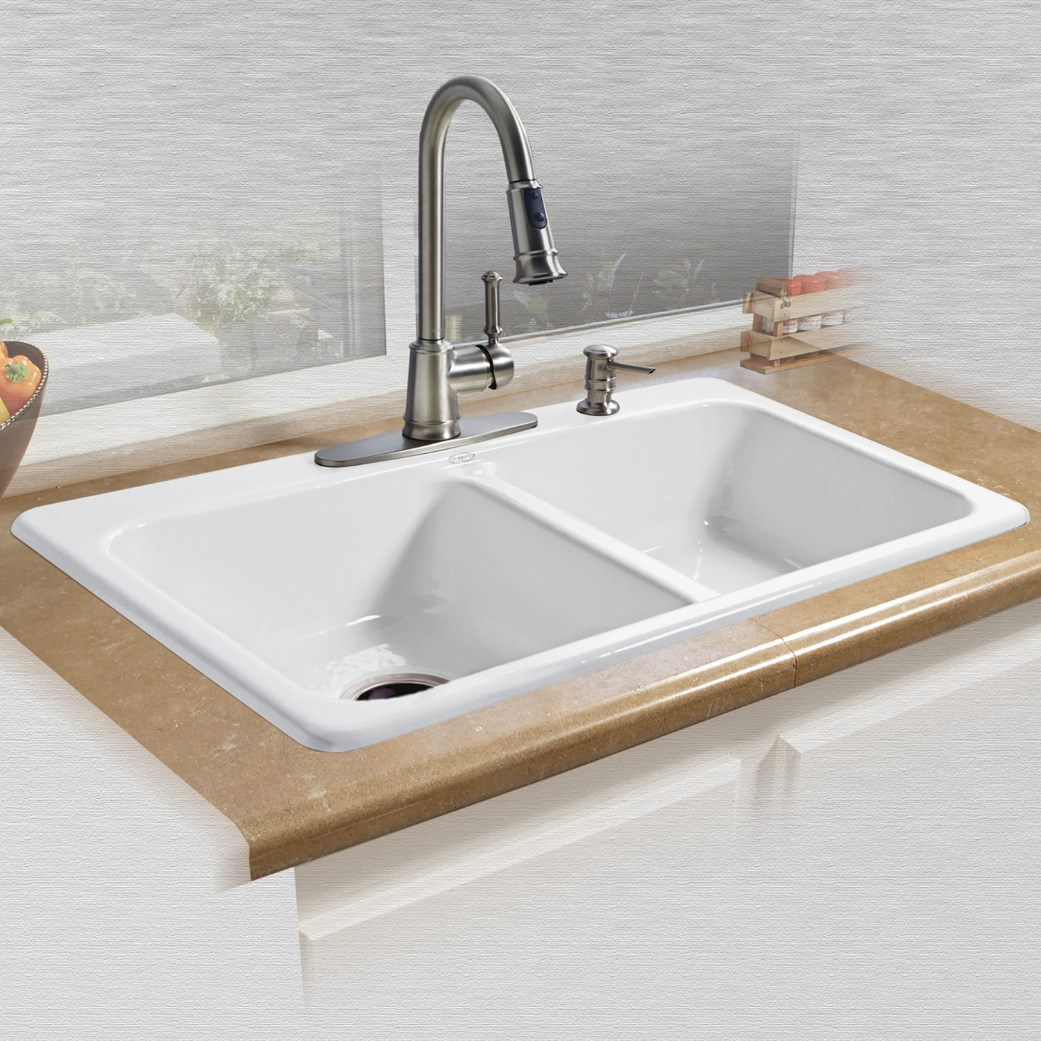 Miseno Mci25 4tm 20 33 Double Basin Drop In Cast Iron Kitchen Sink Miseno Mci25 4tm 33 Double Basin Drop In Cast Iron Kitchen Sink