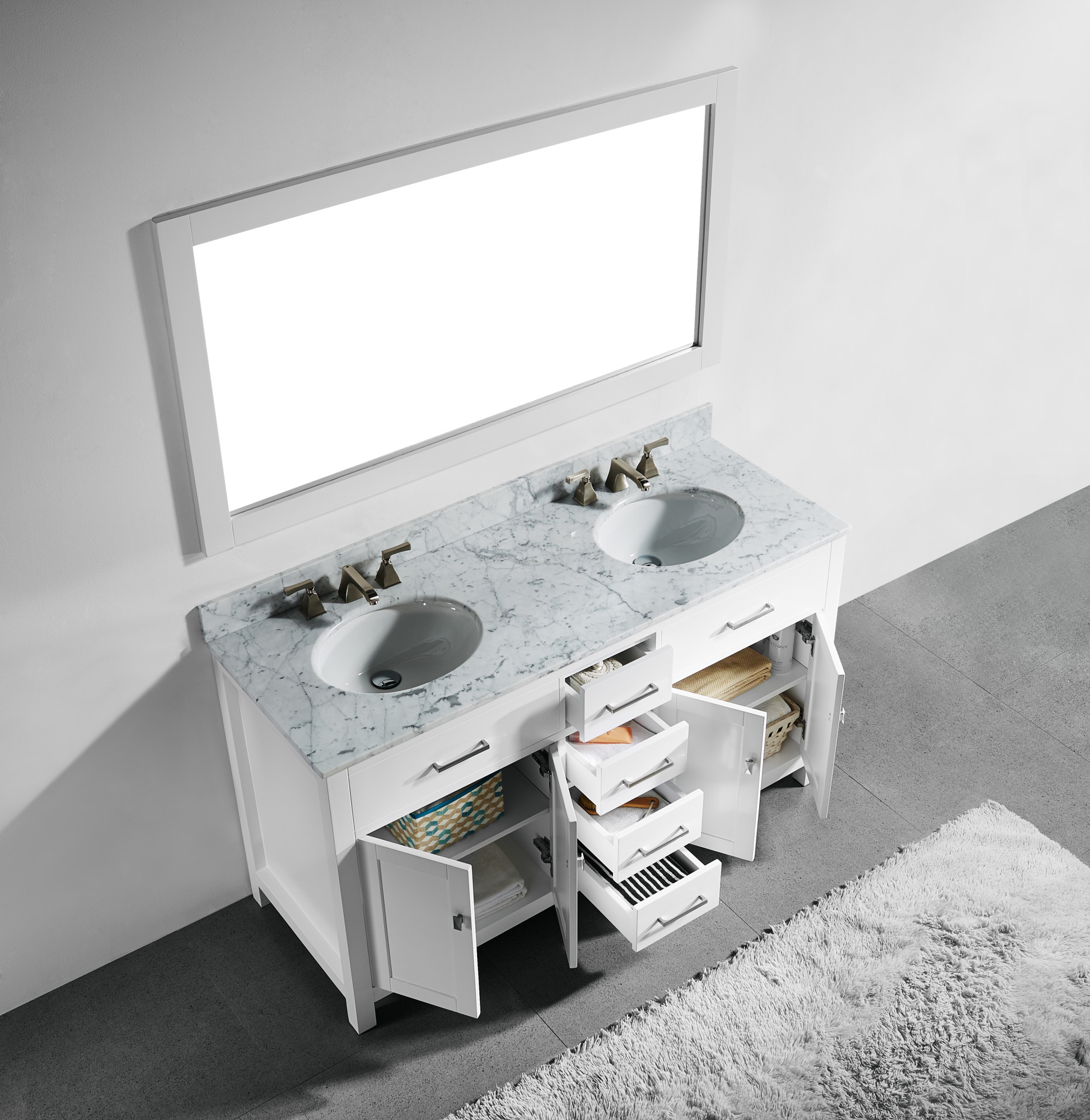 Miseno Mvin6022 Pique 60 Double Vanity Set With Wood Cabinet And Miseno Mvin6022 Pique 60 Double Vanity Set With Wood Cabinet And Marble