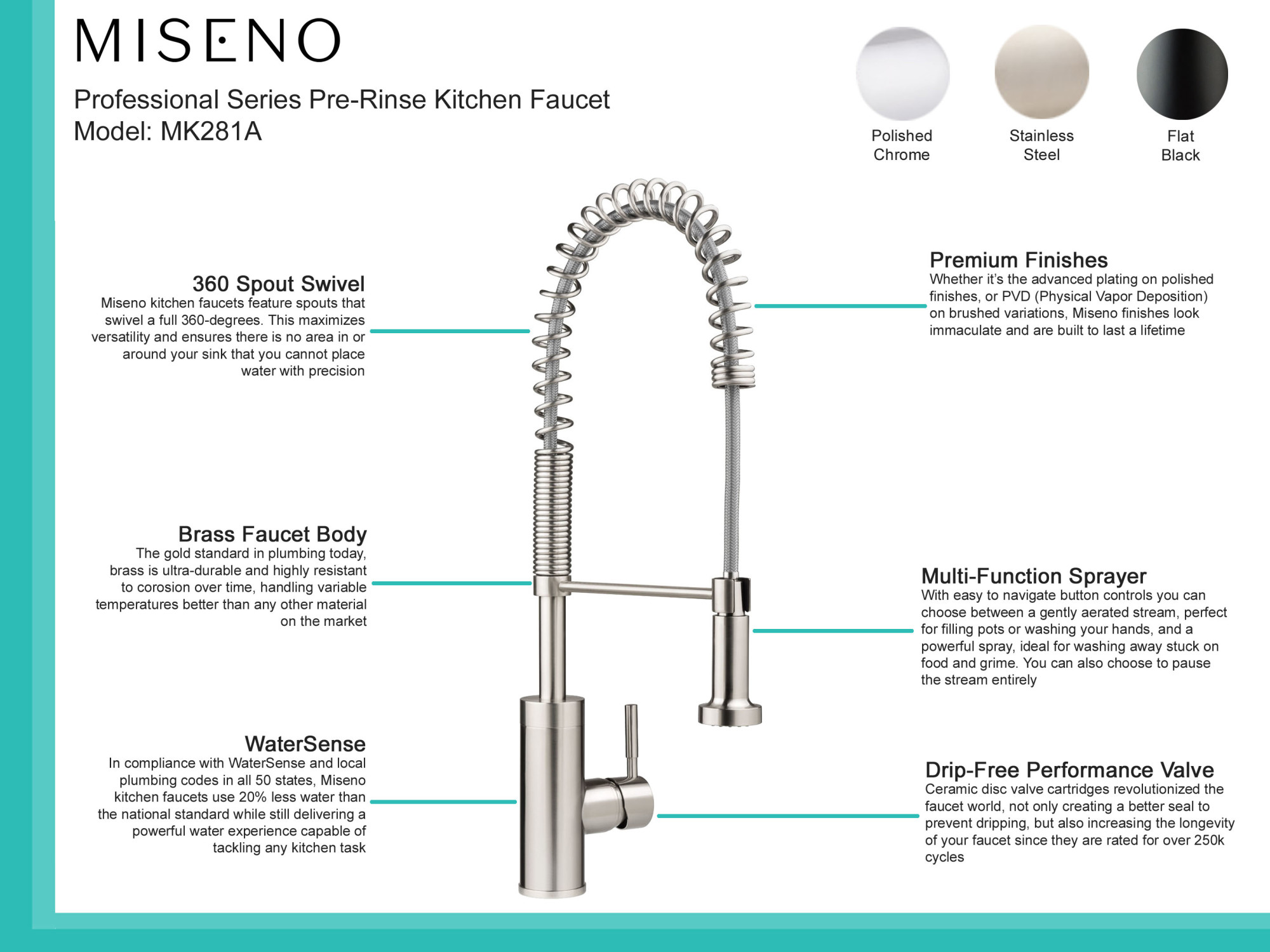 Miseno MK281A Professional Series PreRinse Kitchen Faucet Chrome eBay