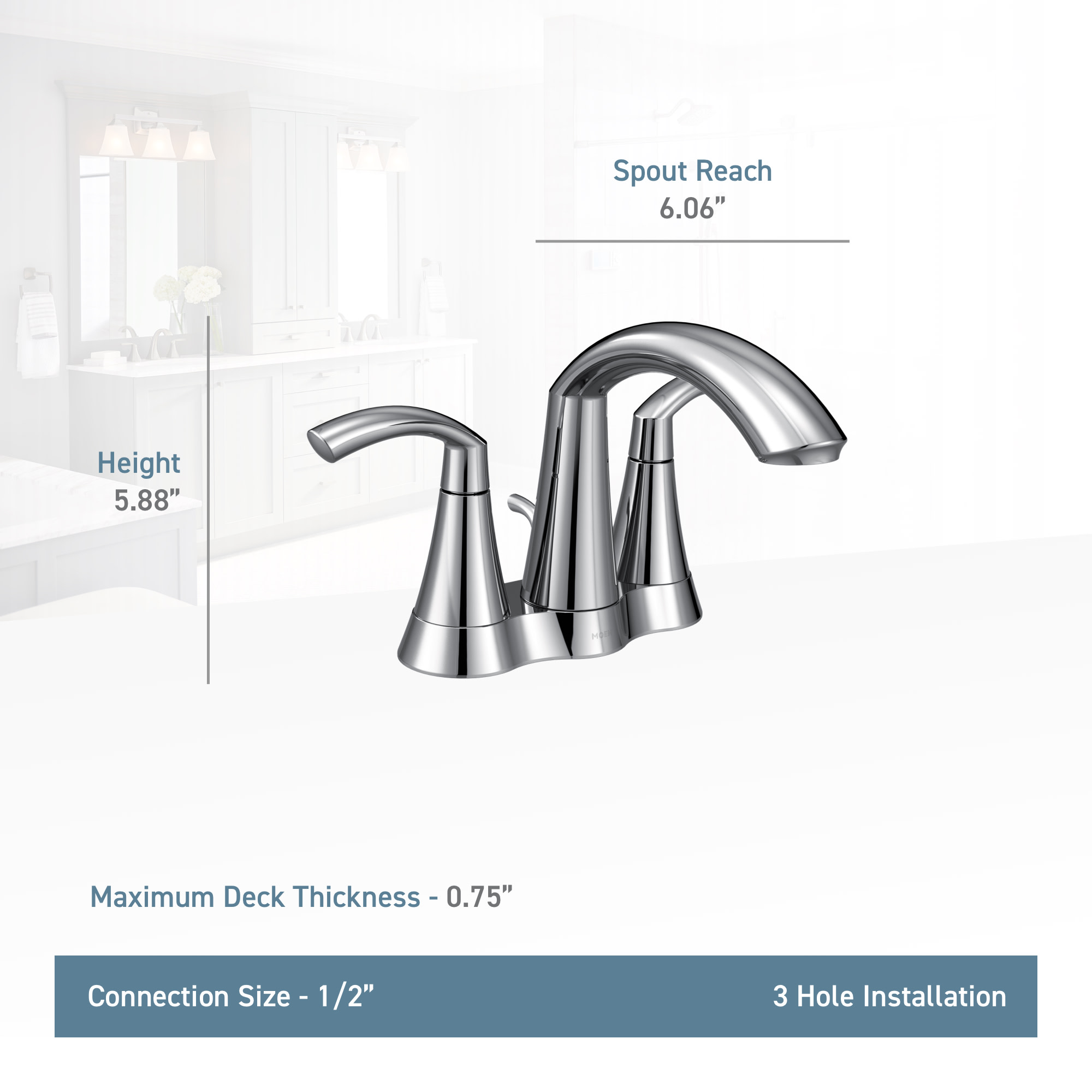 Moen 6172 Nickel Centerset Bathroom Faucet With Metal PopUp Drain