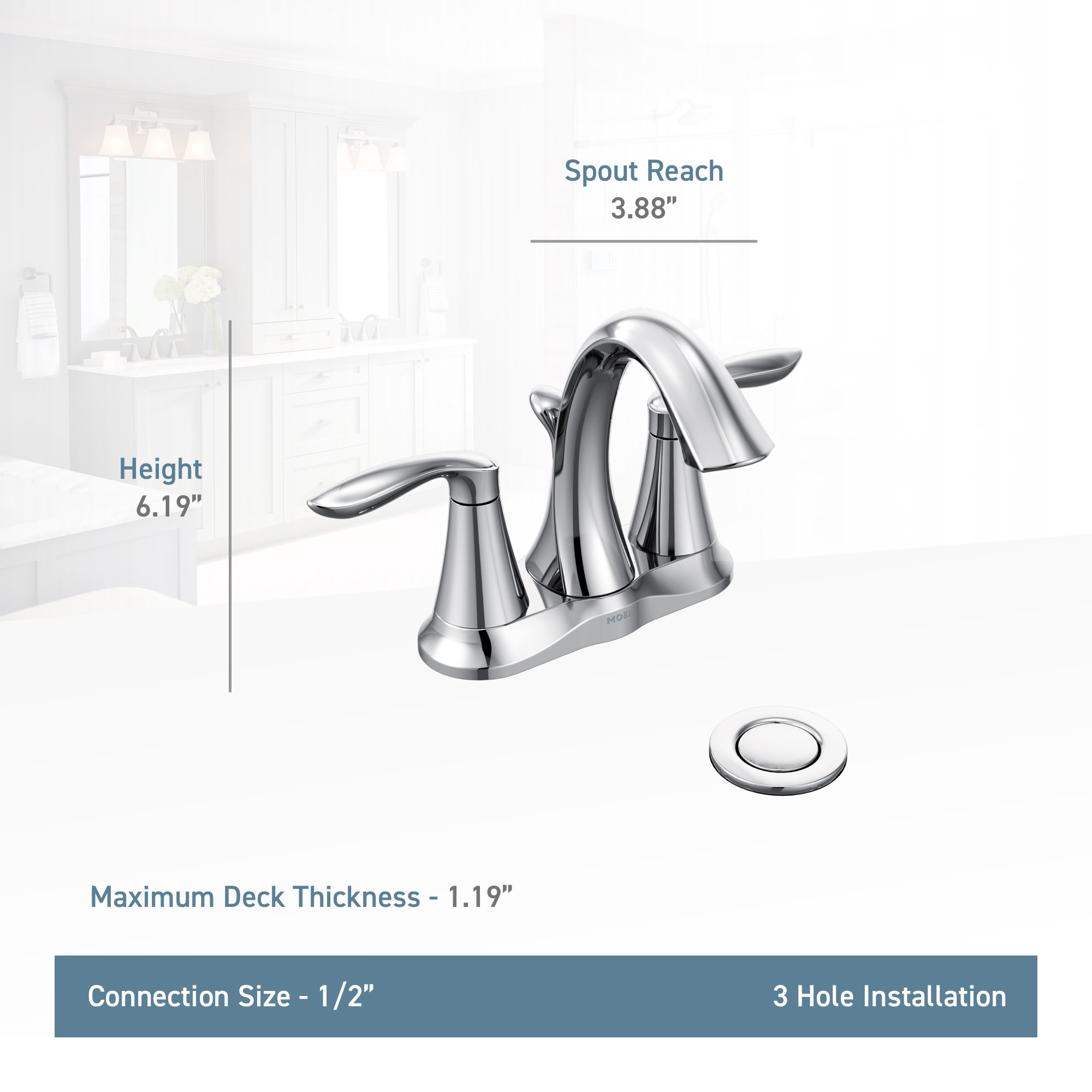 Moen 6410 Nickel Eva 1.2 Gpm Centerset Bathroom Faucet (Valve Included) 26508153116 eBay