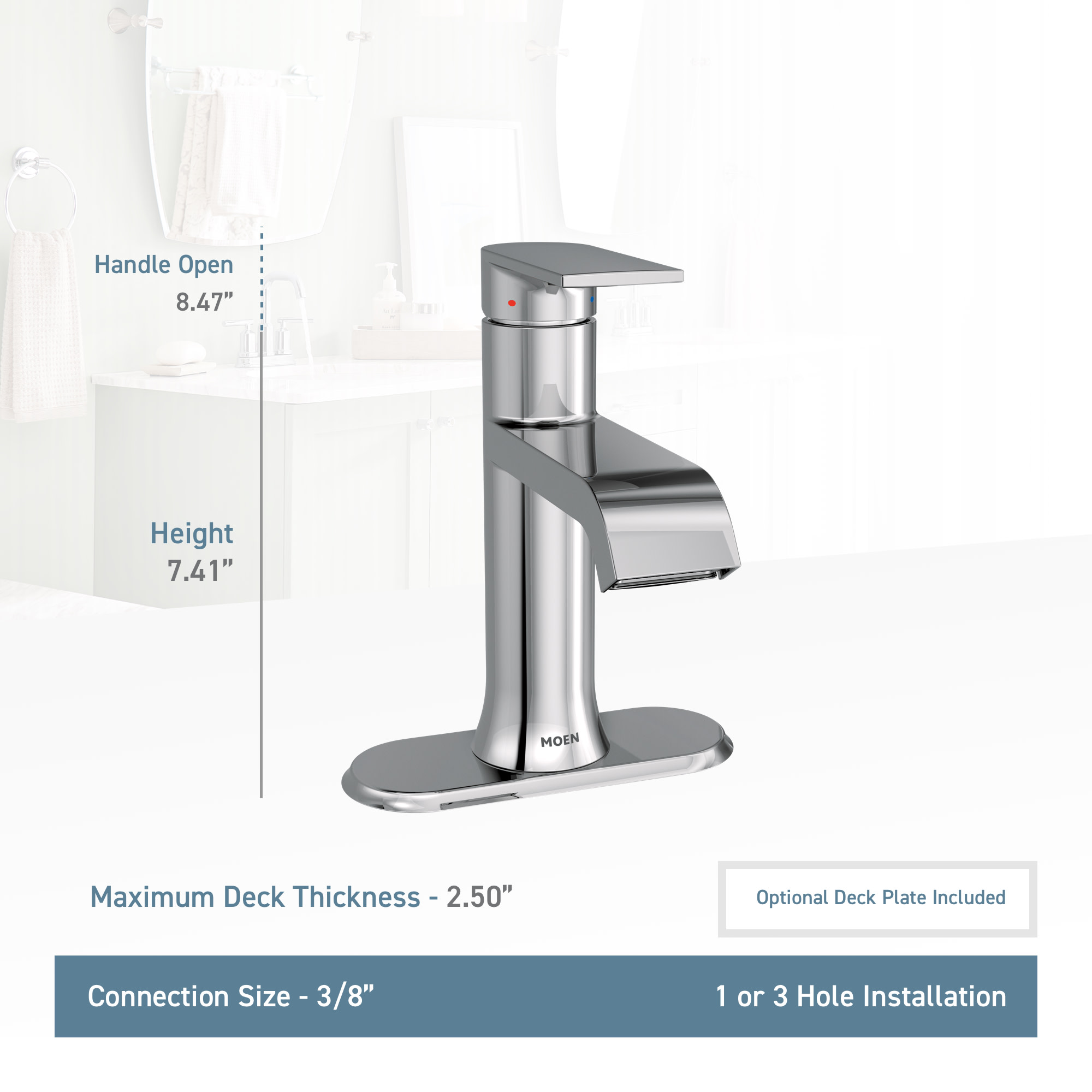 Moen 6702 Genta Single Handle Centerset Bathroom Faucet with Duralast