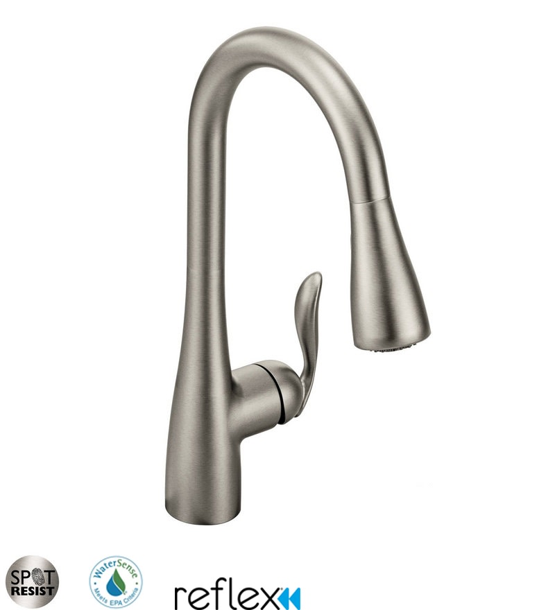 Moen 7594 Arbor Single Handle Pulldown Spray Kitchen Faucet Spot   Moen 7594srs 195 