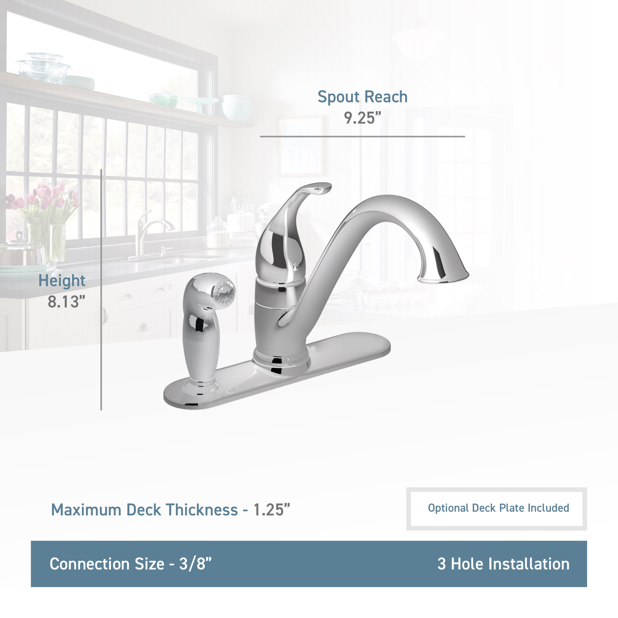 Moen 7835 Chrome Single Handle Low Arc Kitchen Faucet With Left Hand Moen 7835 Single Handle Low Arc Kitchen Faucet With Left Hand Side Spray From Th