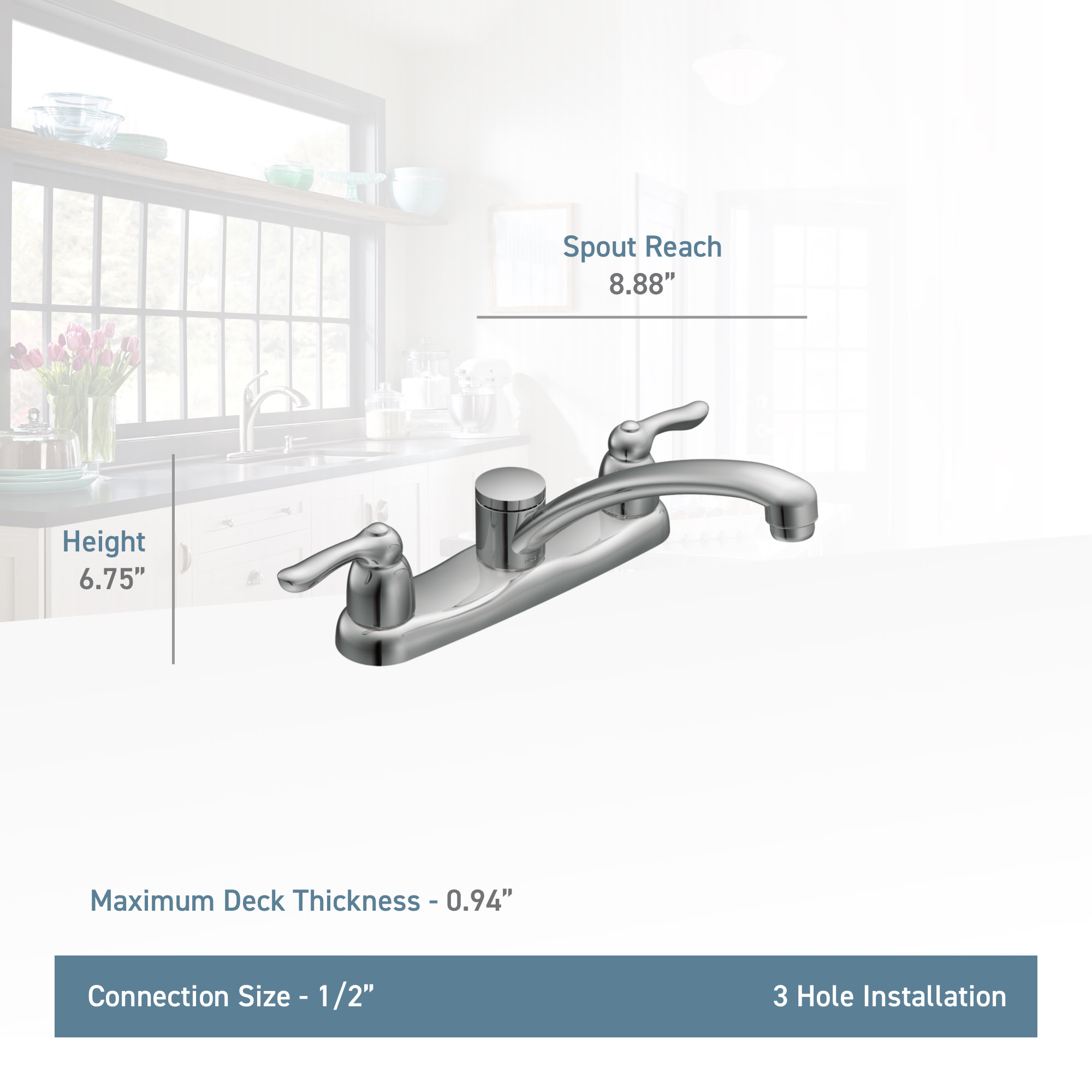 Moen 7906 Chrome Chateau Double Handle Kitchen Faucet With Metal Lever ...