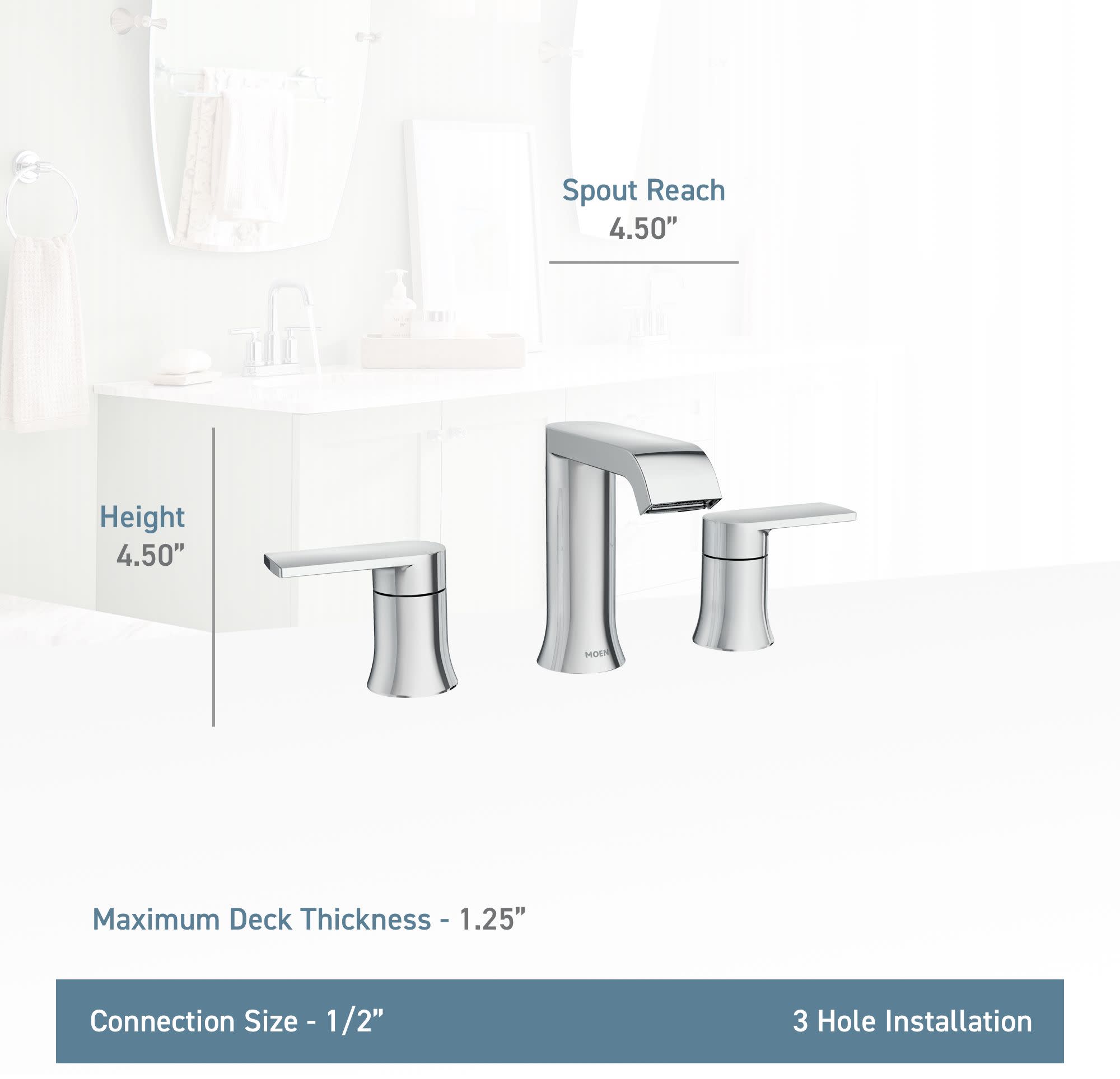 Moen 84763 Genta 1.2 GPM Widespread Bathroom Faucet Nickel eBay