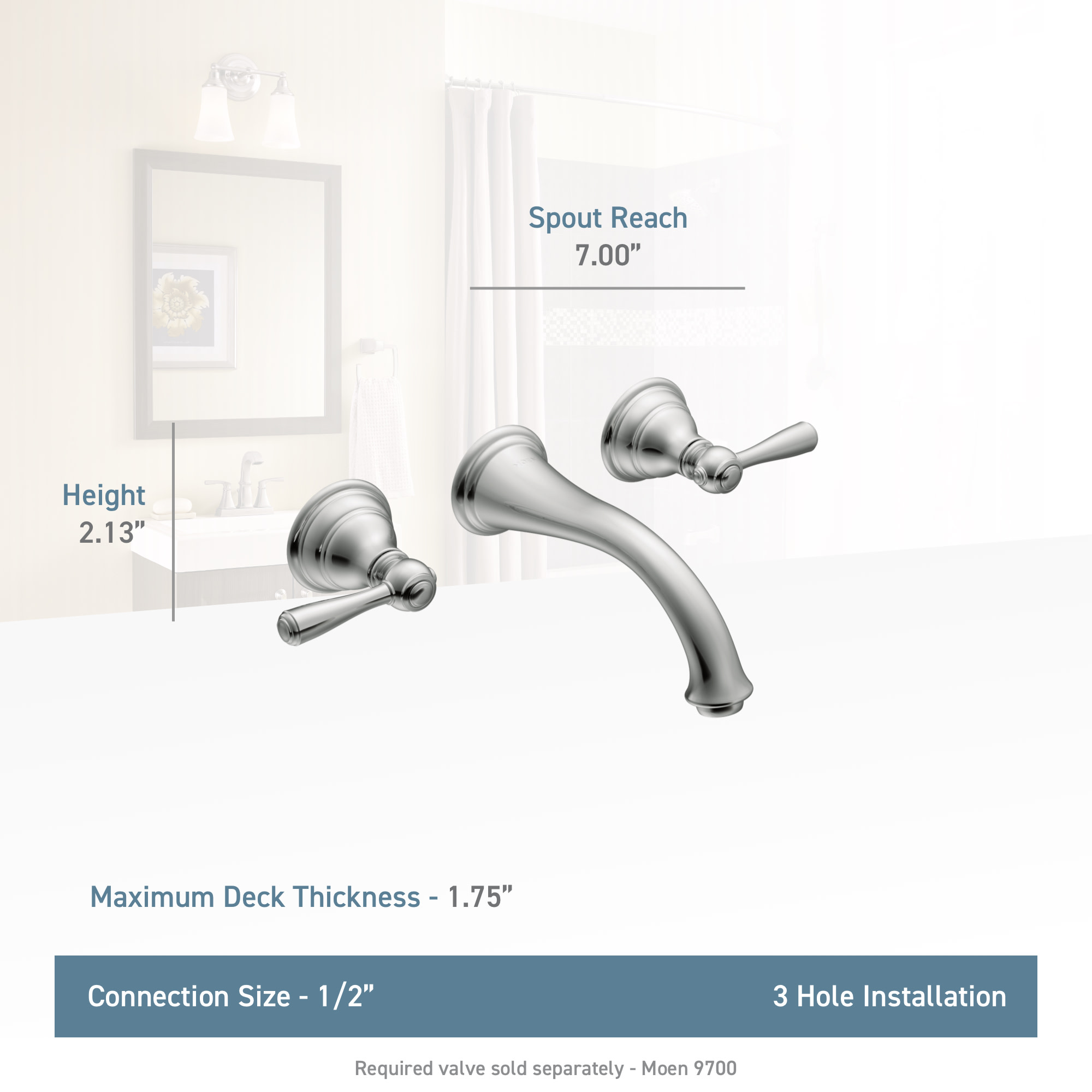 Moen T6107 Double Handle Wall Mounted Bathroom Faucet Chrome eBay